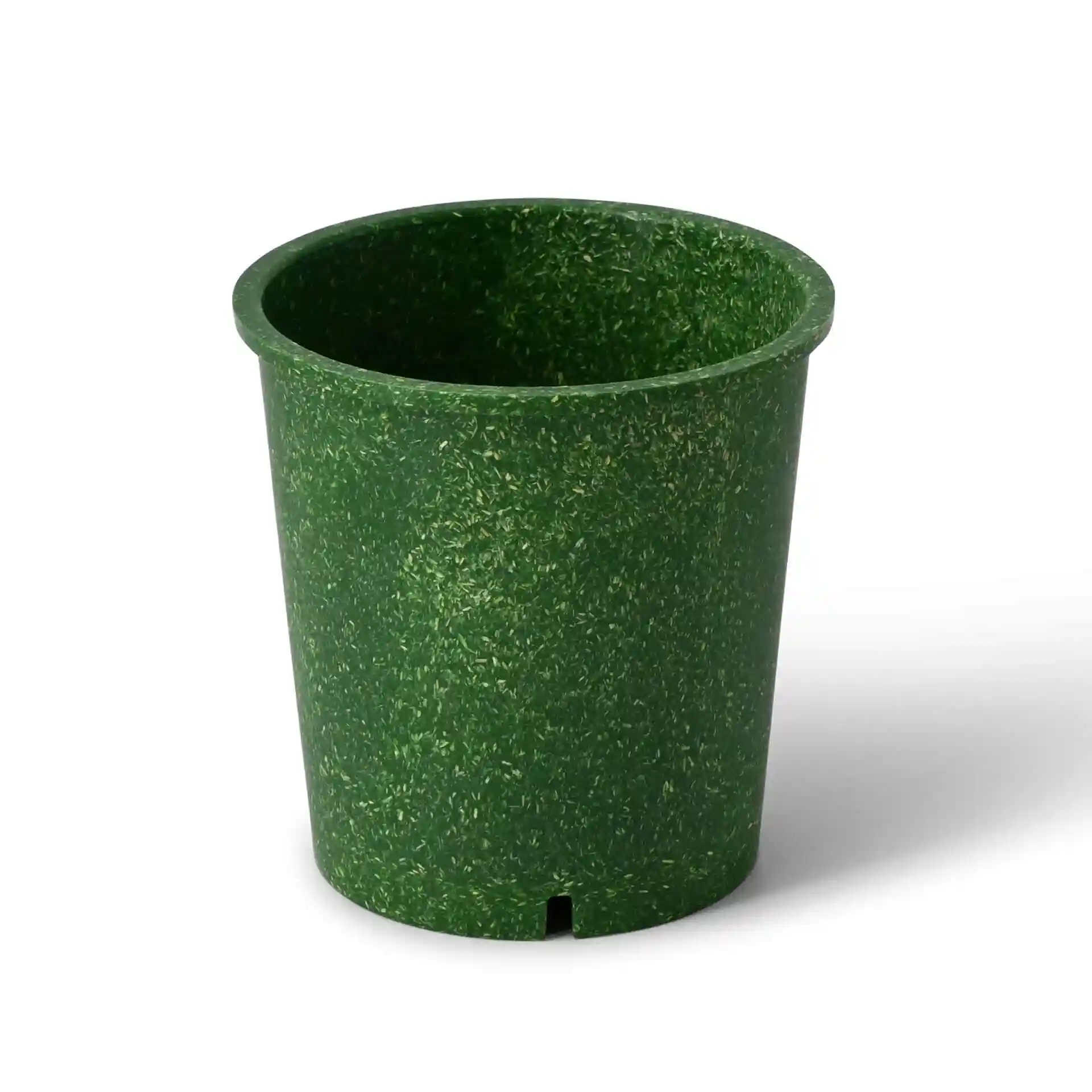 Ronde groene herbruikbare beker van biocomposiet, 400 ml capaciteit, diameter 95 mm en hoogte 100 mm.