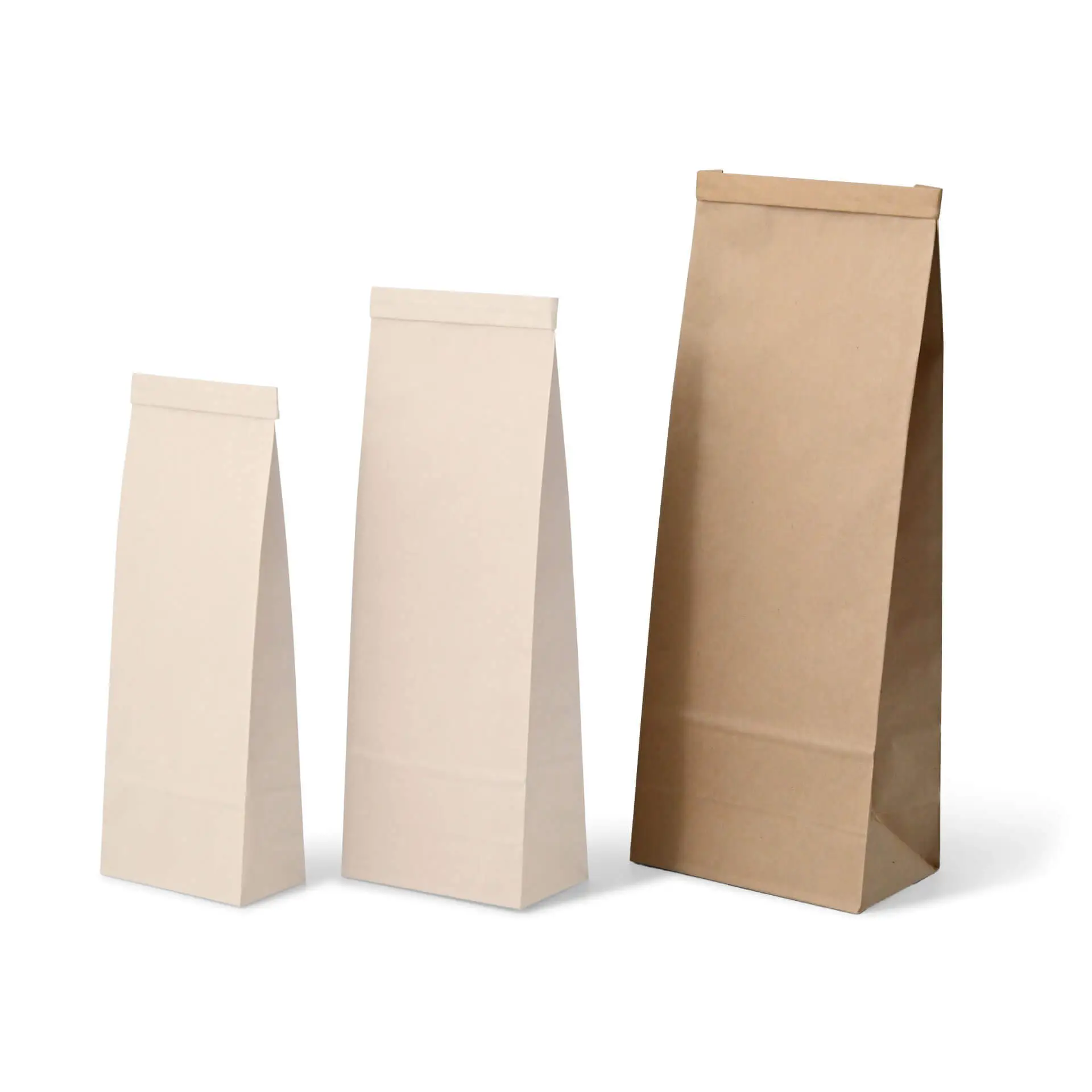 Blokbodemzakken L, 12,5 x 7,5 x 32,5 cm, bruin, clipband