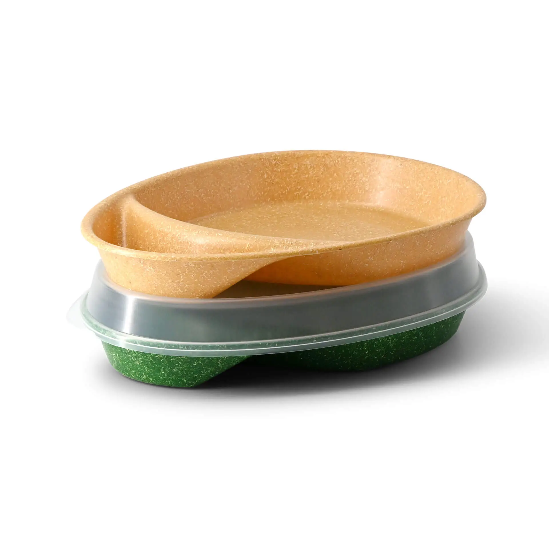 | 2 VOOR 1 | Herbruikbaar menu-bord "merways Plate" 27,5 x 20 x 3,5 cm, 2 kamers, druppelvormig, karamel / bruin