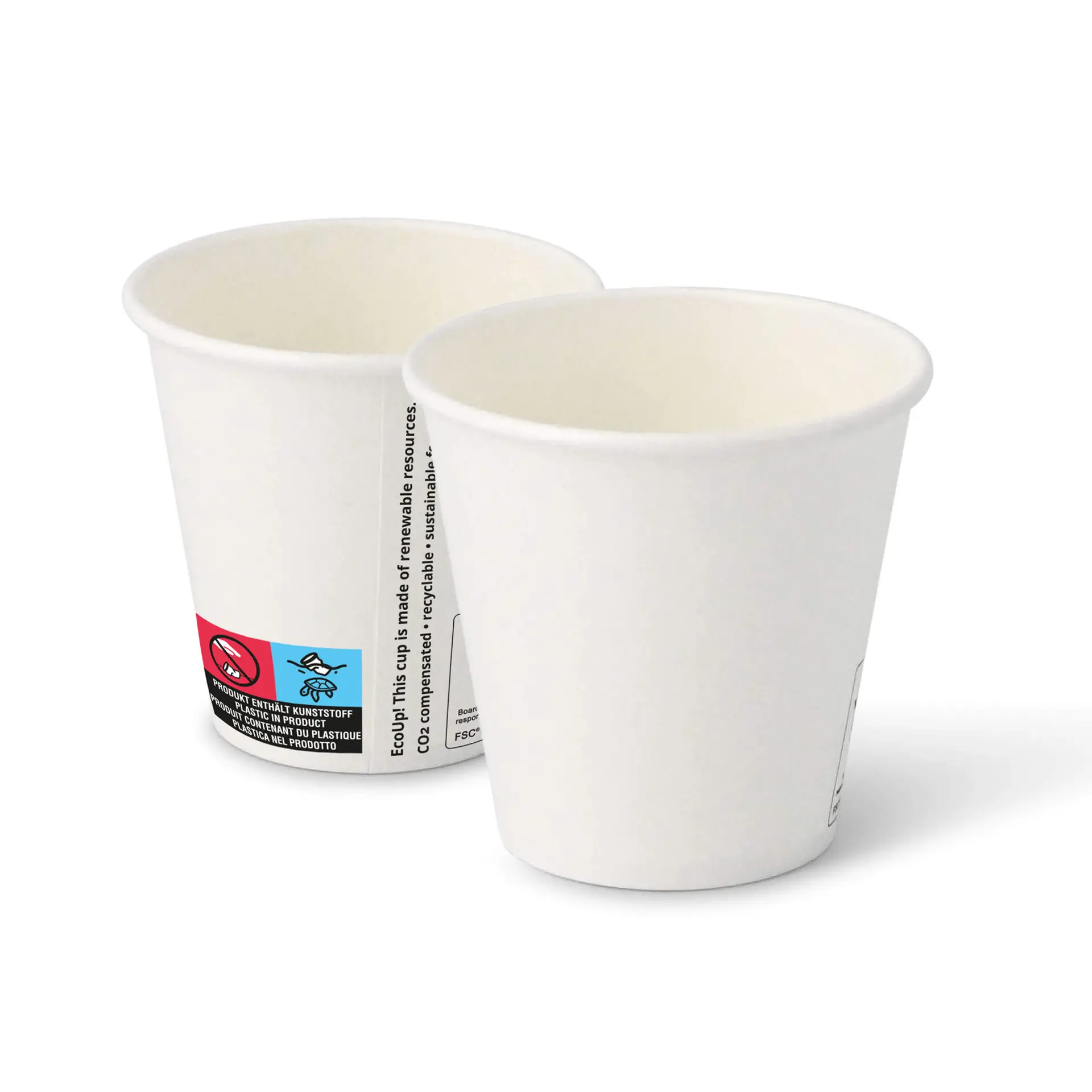 Kartonnen bekers (gecoat) 150 ml / 6 oz, Ø 80 mm, wit