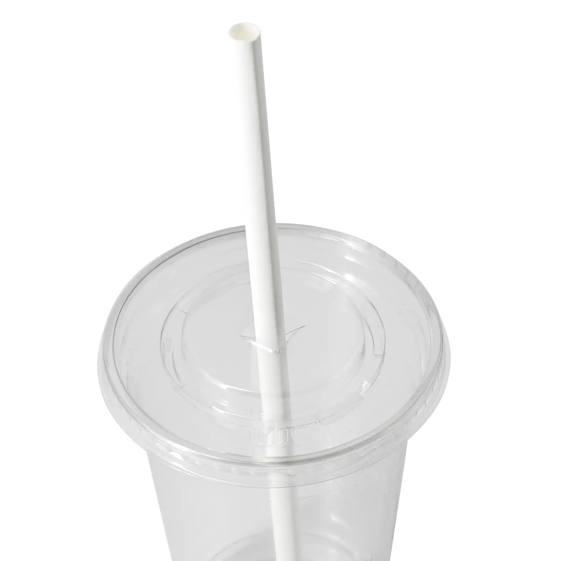 Jumbo papieren rietje 23 cm, Ø 0,8 cm, wit, verticaal gerold