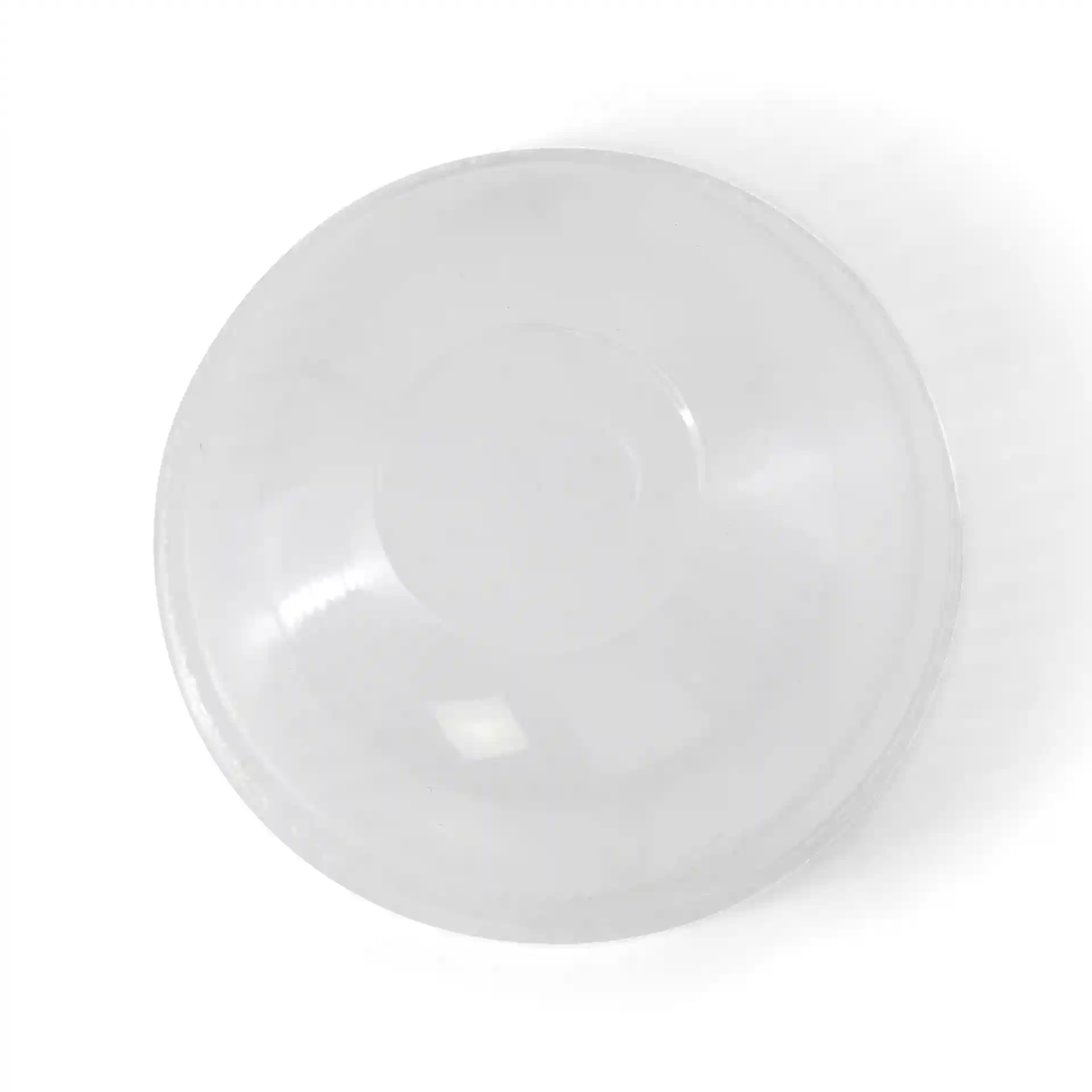 Heldere PLA-dome deksel met een diameter van 95 mm en een rietjesopening, van bovenaf bekeken.