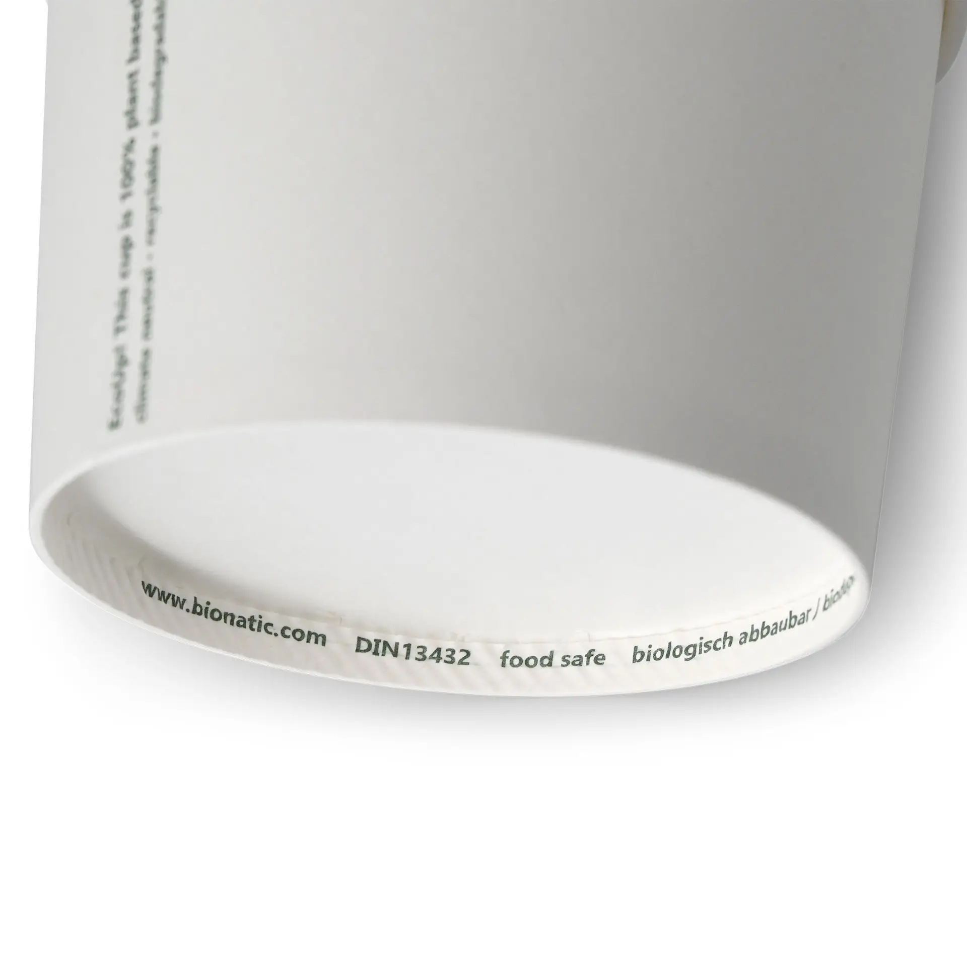 Witte bio universele beker (bio-gecoat), 200 ml / 8 oz, Ø 90 mm