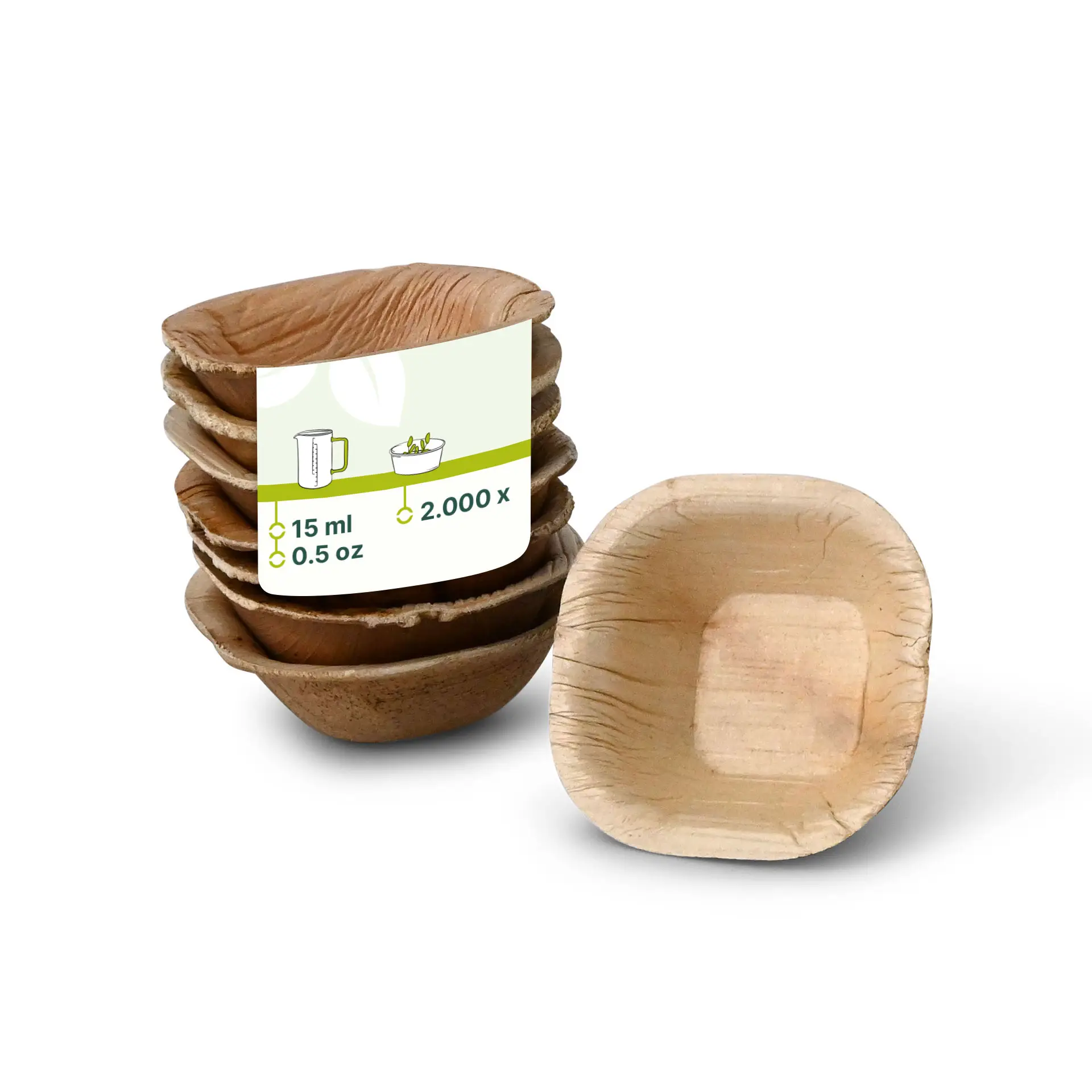 Palmblad Schoteltje "Palmware®" 15 ml, vierkant Palmblad Schoteltje "Palmware®" 15 ml, vierkant