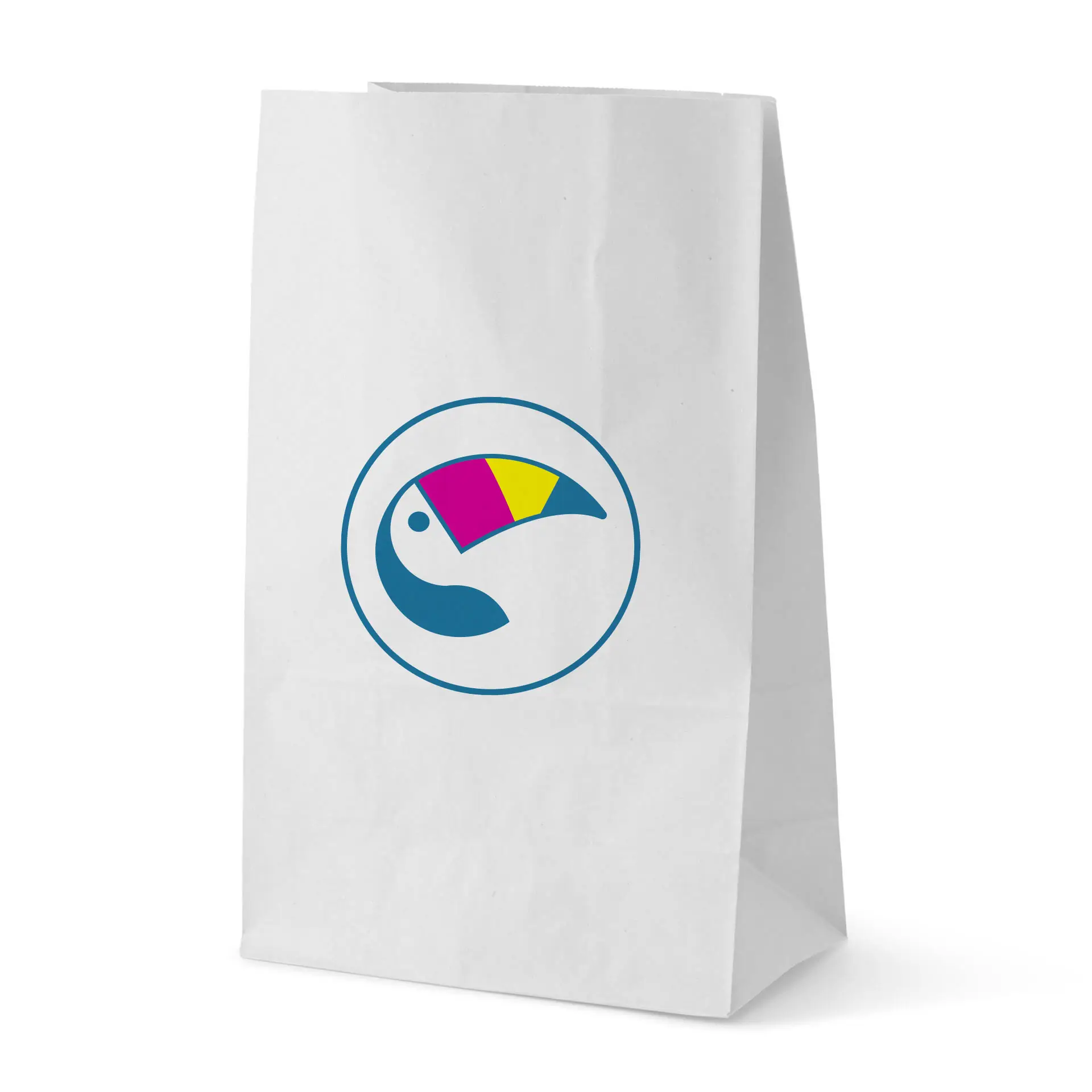 Bedrukte papieren zakken (zonder handvat), wit, M – 22 x 12 x 36 cm Bedrukte papieren zakken (zonder handvat), wit, M – 22 x 12 x 36 cm