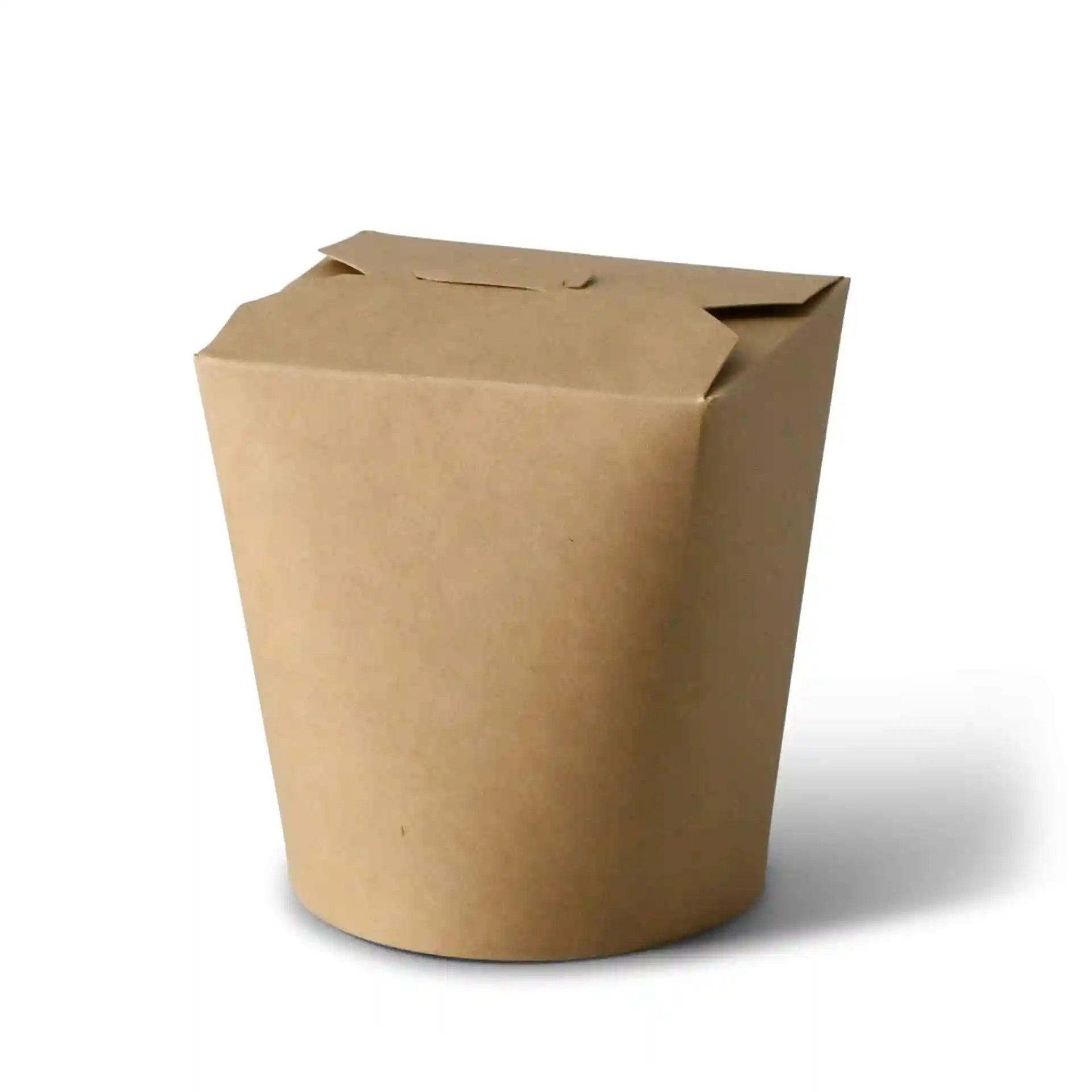 Bruine noedelbox van gecoat karton, rechthoekige vorm, met een volume van 800 ml.