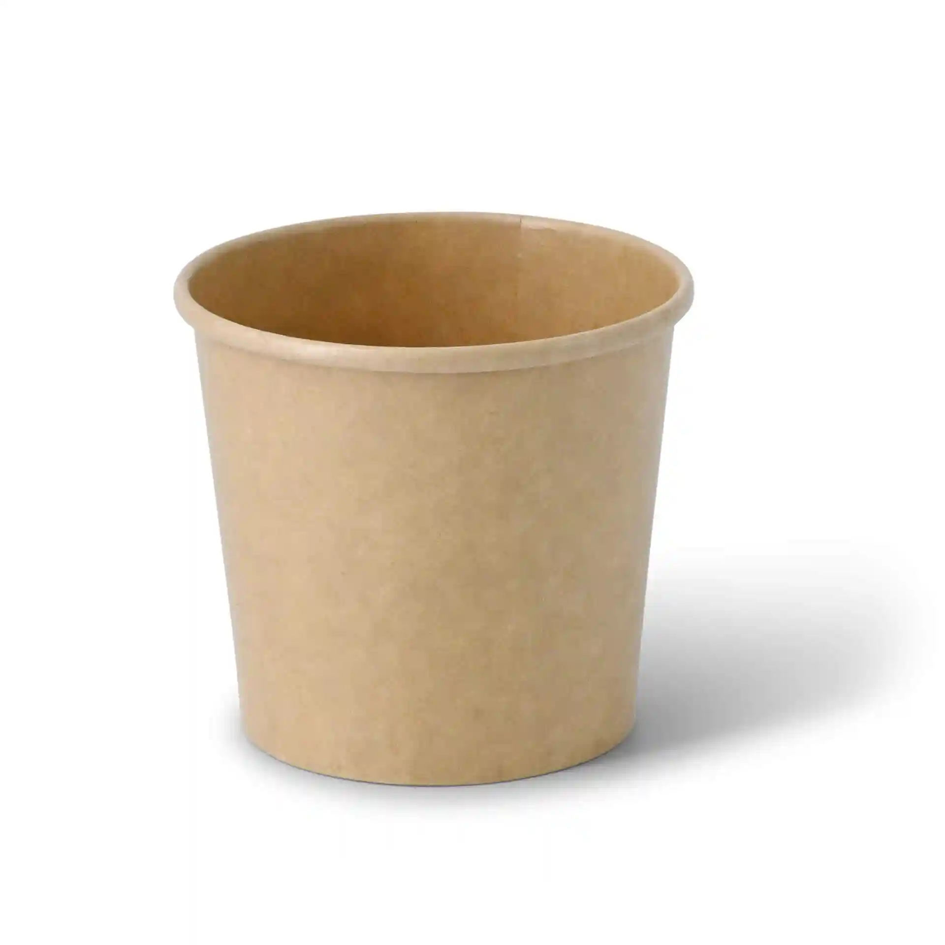 Bruine papieren ijsbeker met ronde vorm, 10 oz capaciteit en een diameter van 92 mm.