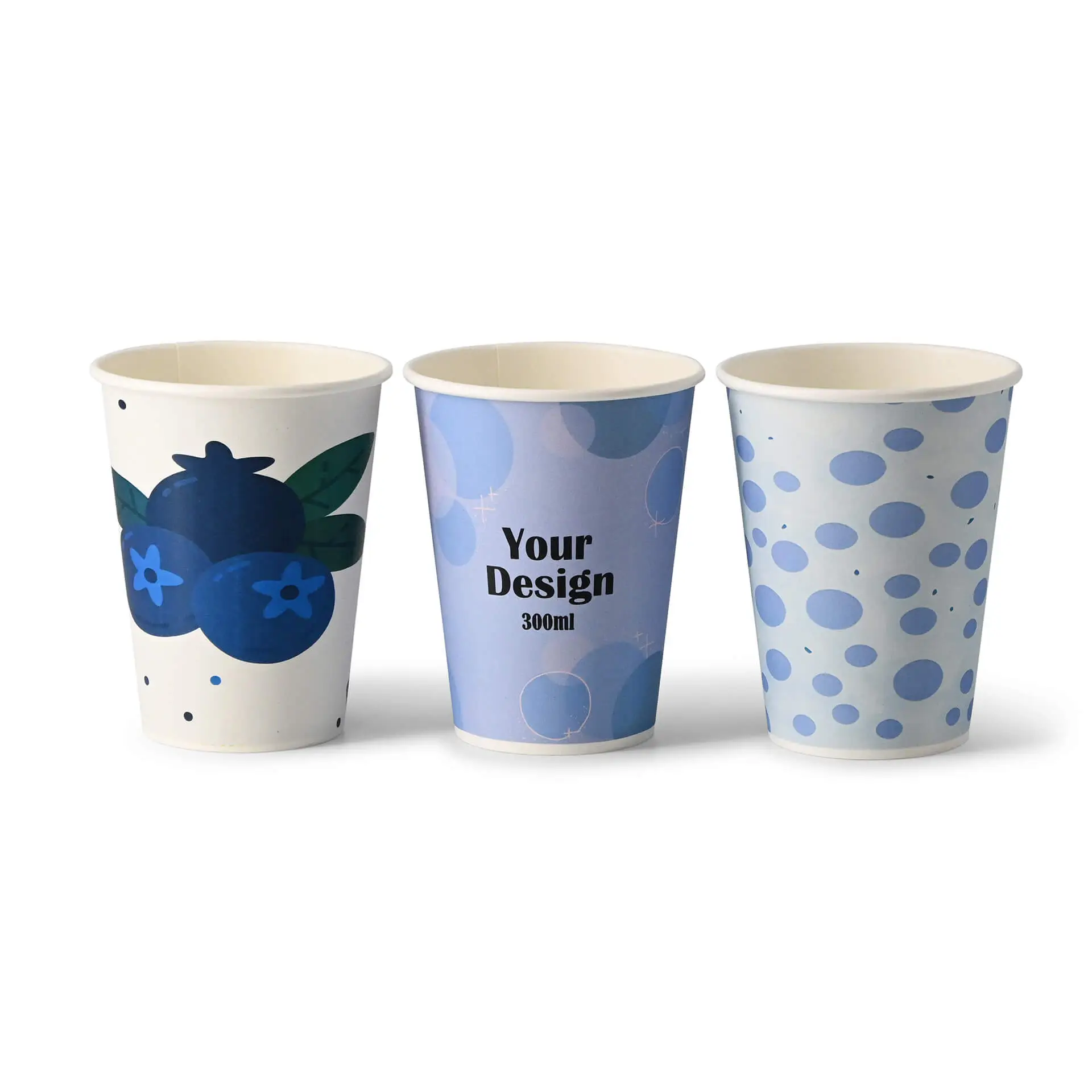 Papieren bekers met logo (enkelwandig), 300 ml / 12 oz, wit, watergedragen barrière