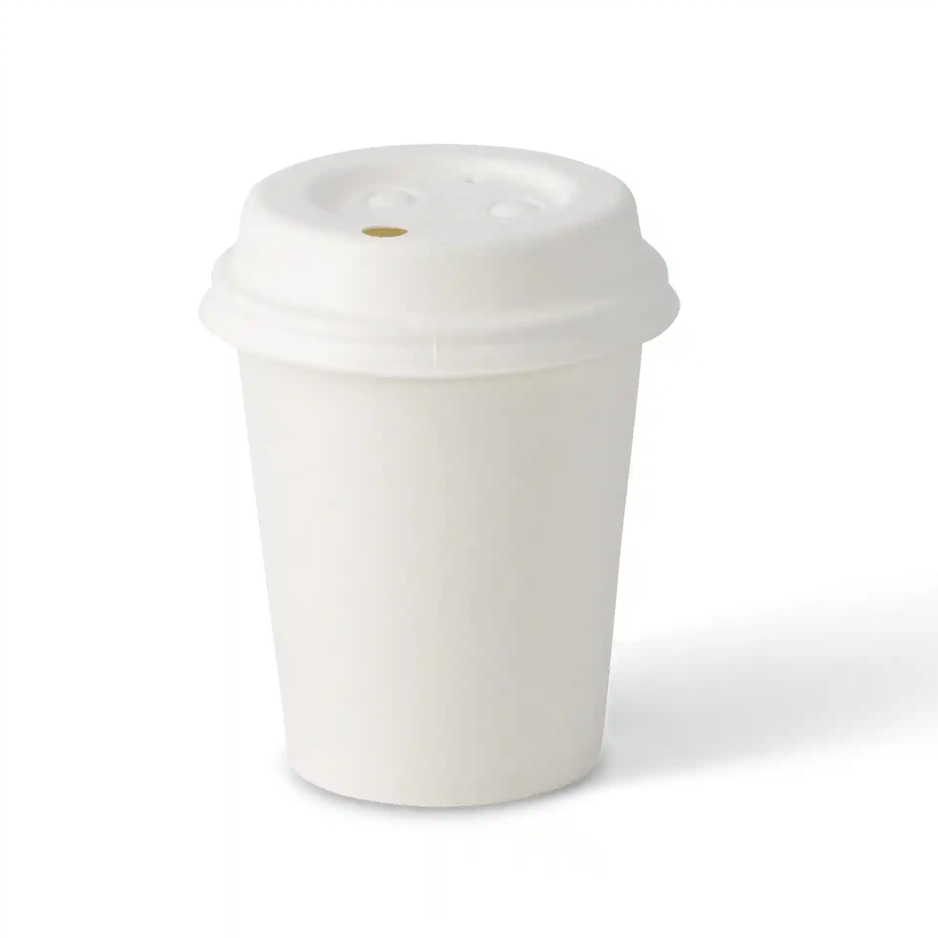 Witte papieren beker met enkele wand, 200 ml capaciteit en een diameter van 80 mm.