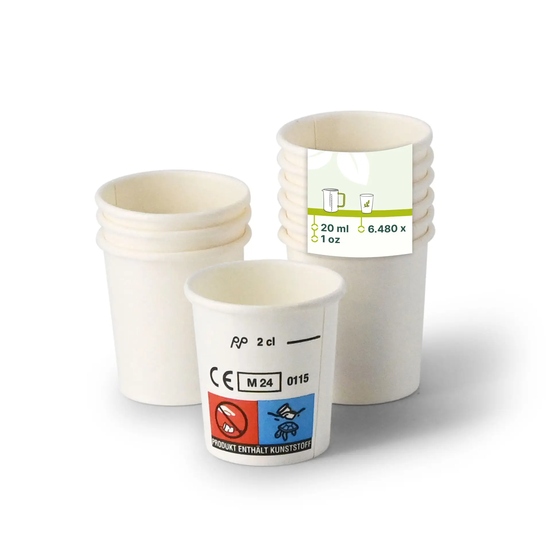 Shotbekers van papier (gecoat) 20 ml / 1 oz, wit con10042-01-0-schnapsbecher-aus-papier-beschichtet-20-ml-1-oz-weiss