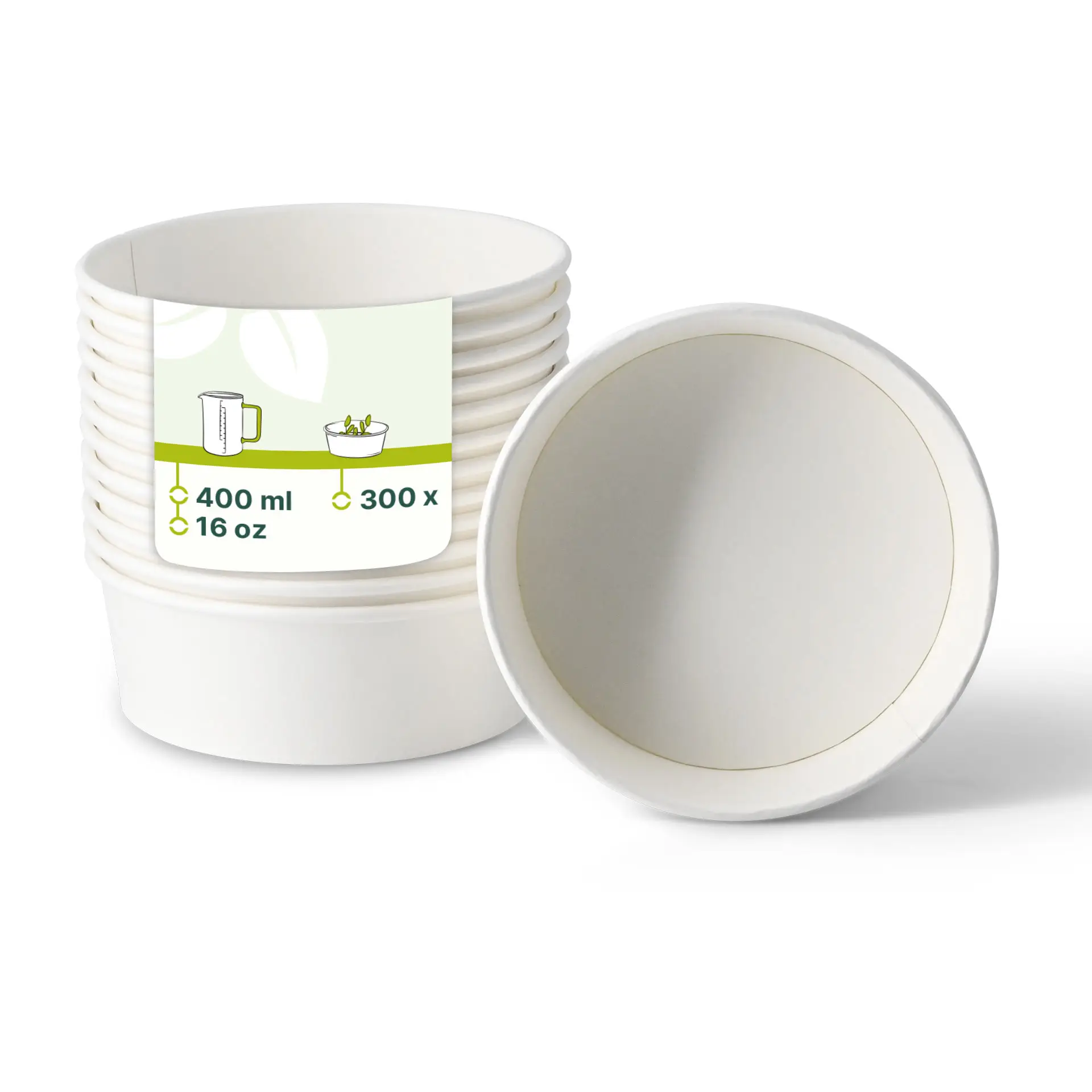 Kartonnen schalen (gecoat) / Bowl, 400 ml, Ø 150 mm, wit, rond (650 ml maximale inhoud) con30025-01-0-kartonschalen-beschichtet-salatschalen-400-ml-150-mm-weiss-rund-650-ml-max-volumen