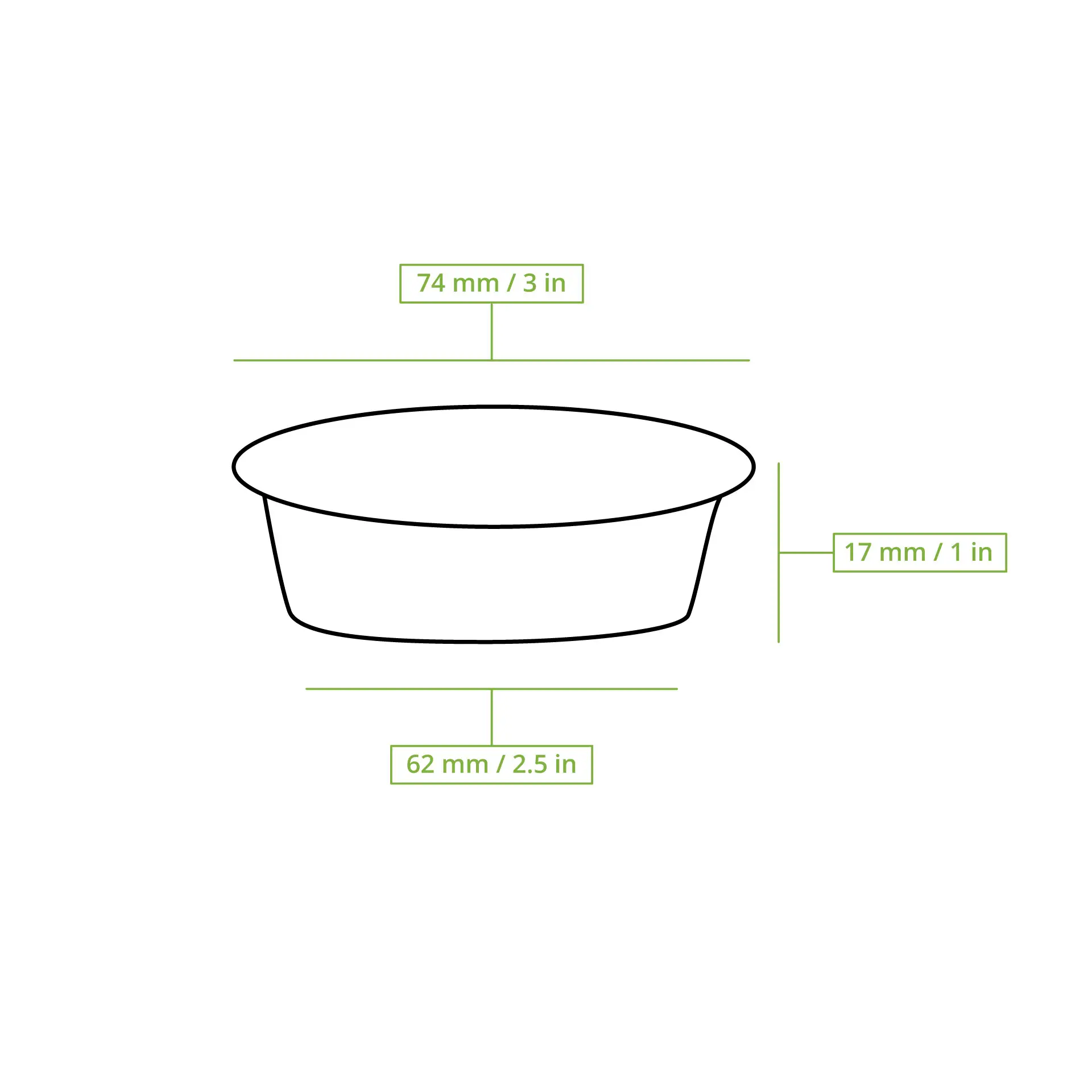 rPET sausbakjes 50 ml / 1,8 oz, Ø 75 mm, transparant