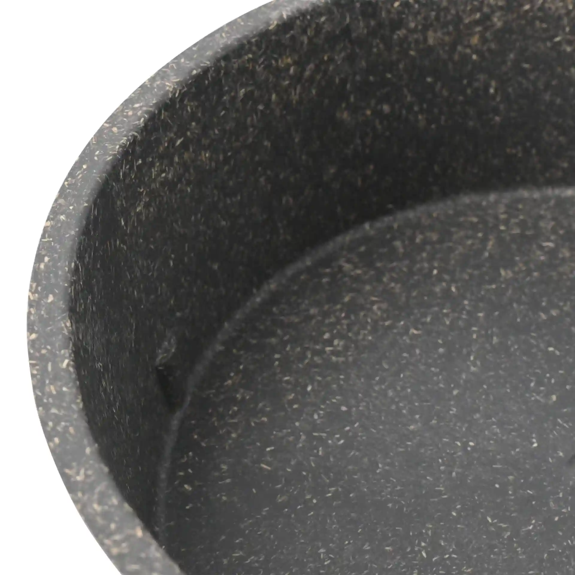 Ronde grijze kom van biocomposiet, 1.000 ml capaciteit, toont de binnenstructuur en vorm.