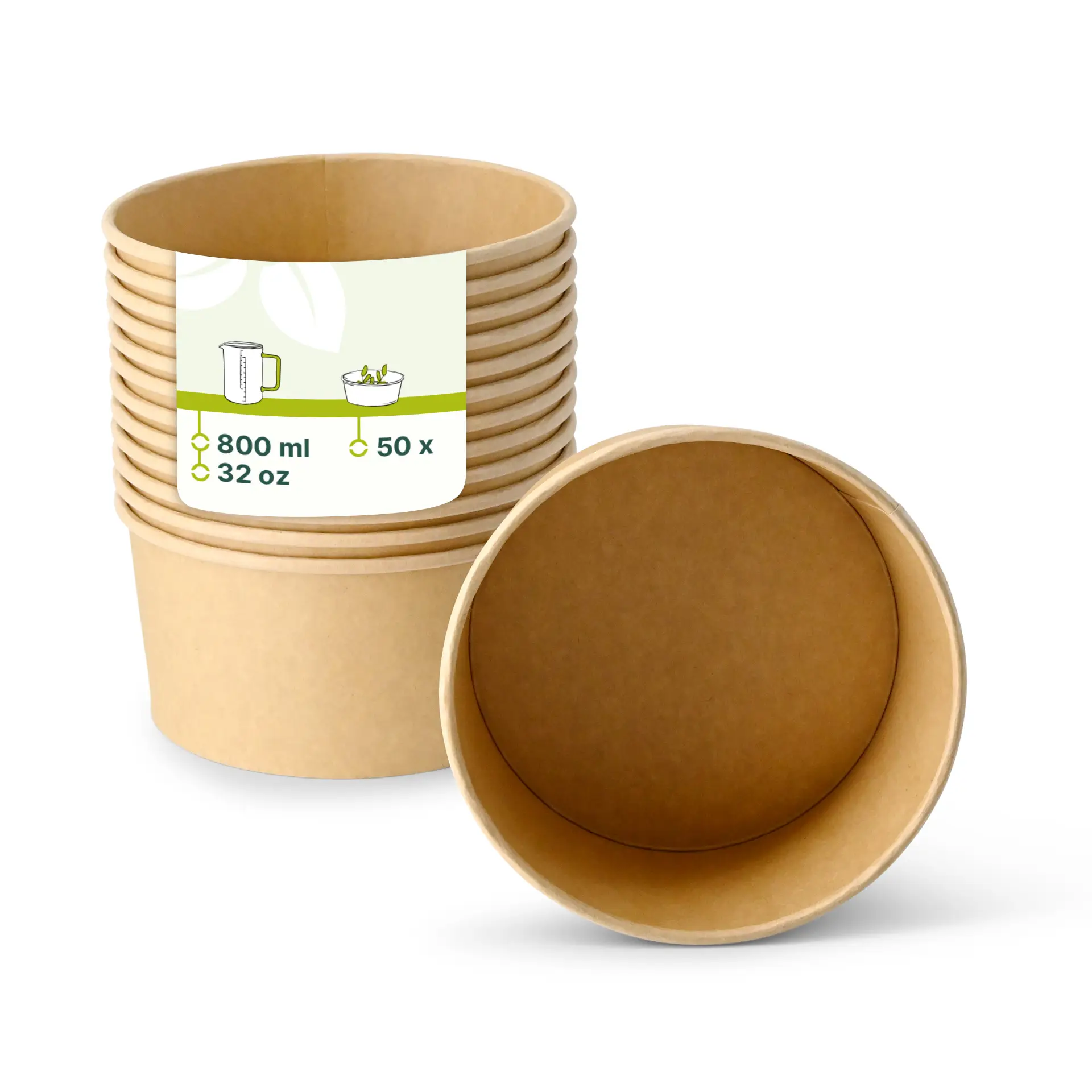 Kartonnen kom / Salade kom 800 ml, Ø 185 mm, bruin