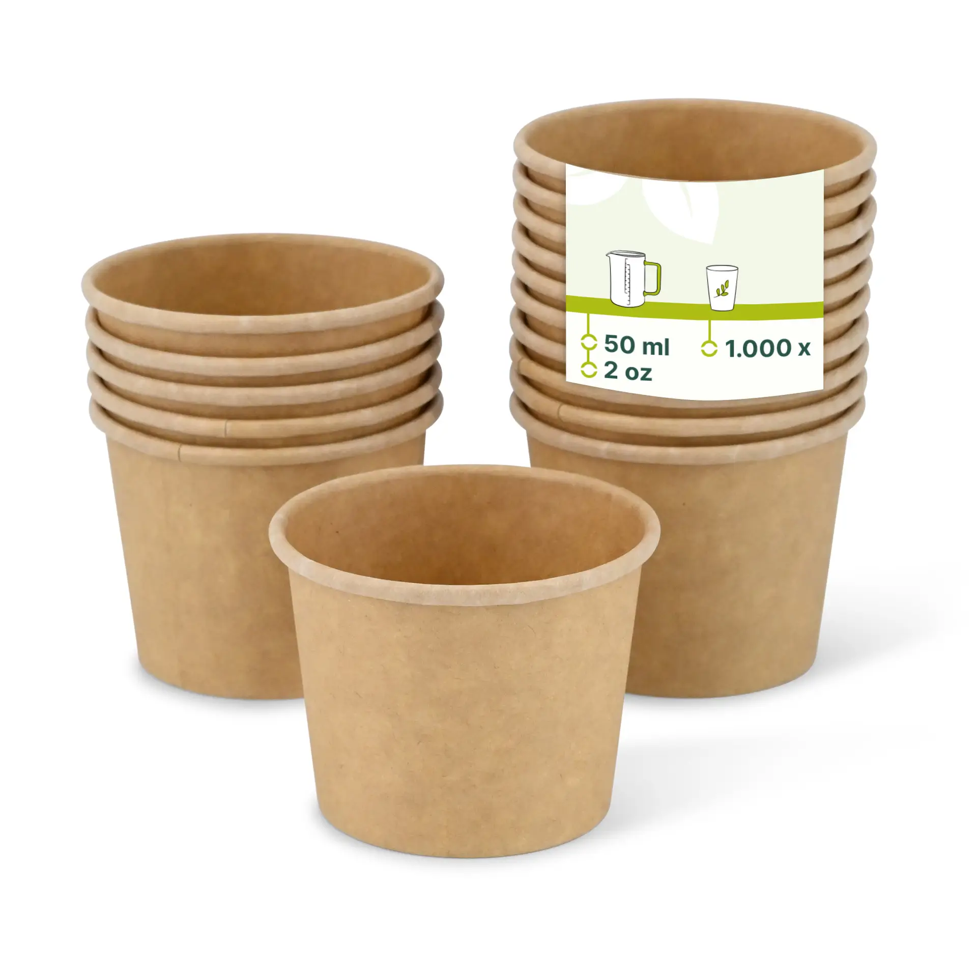 Kartonnen portiebeker (gecoat) 50 ml, Ø 62 mm, bruin Kartonnen portiebeker (gecoat) 50 ml, Ø 62 mm, bruin