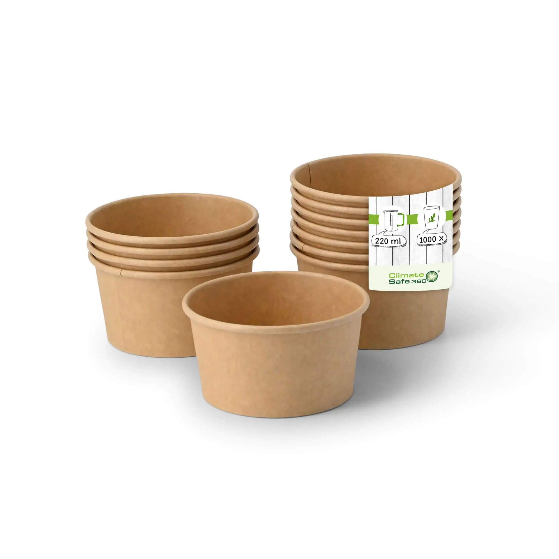 IJsbeker van karton S, 150 ml, 6 oz / max. 220 ml, 7,5 oz, Ø 92 mm, bruin