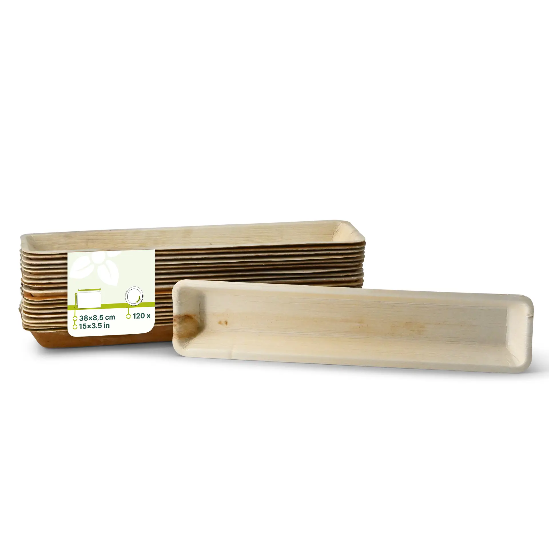 Palmblad Dienblad "Palmware®" 38 x 8,5 cm, Rechthoekig dtw05314-palmblatt-tablett-palmware-38-x-85-cm-rechteckig