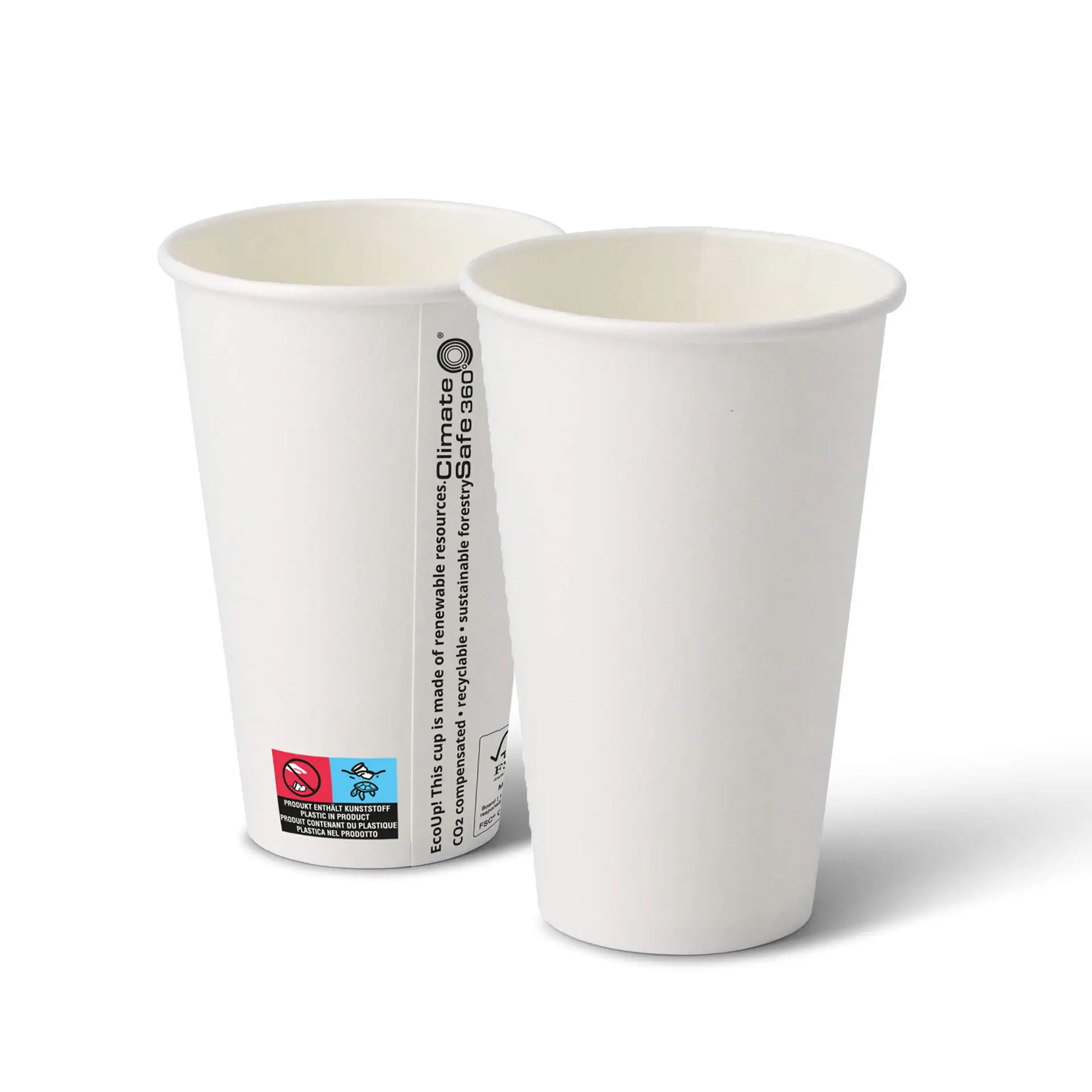 Kartonnen bekers (gecoat) 400 ml / 16 oz, Ø 90 mm, wit