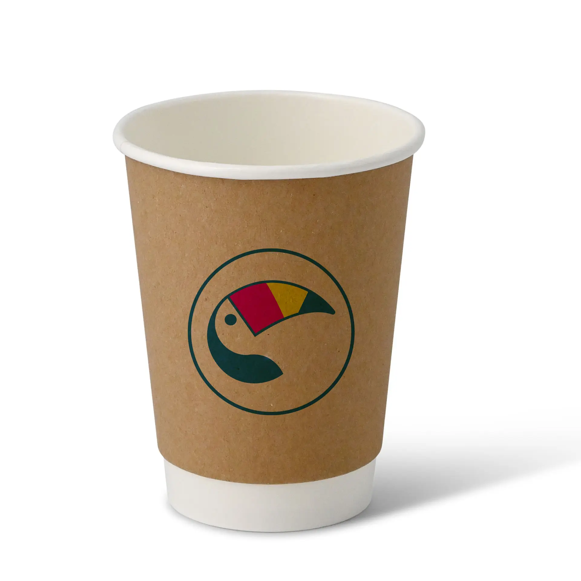 Papieren bekers bedrukken (dubbelwandig) 300 ml / 12 oz, dubbelwandig, bruin / wit, mat, PE-coating