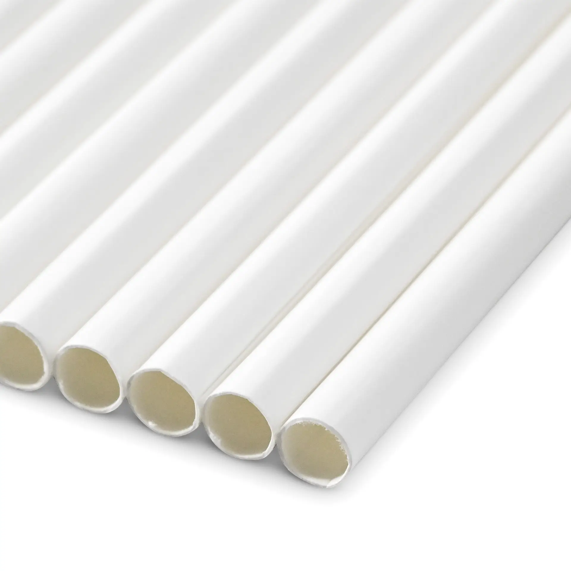 Jumbo papieren rietje 23 cm, Ø 0,8 cm, wit, verticaal gerold