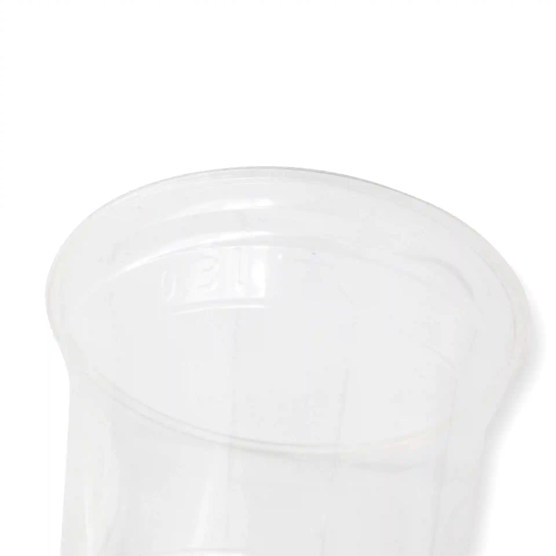 Transparante 12 oz plastic beker met een diameter van 95 mm en een hoogte van 106 mm, gemaakt van PLA-materiaal.