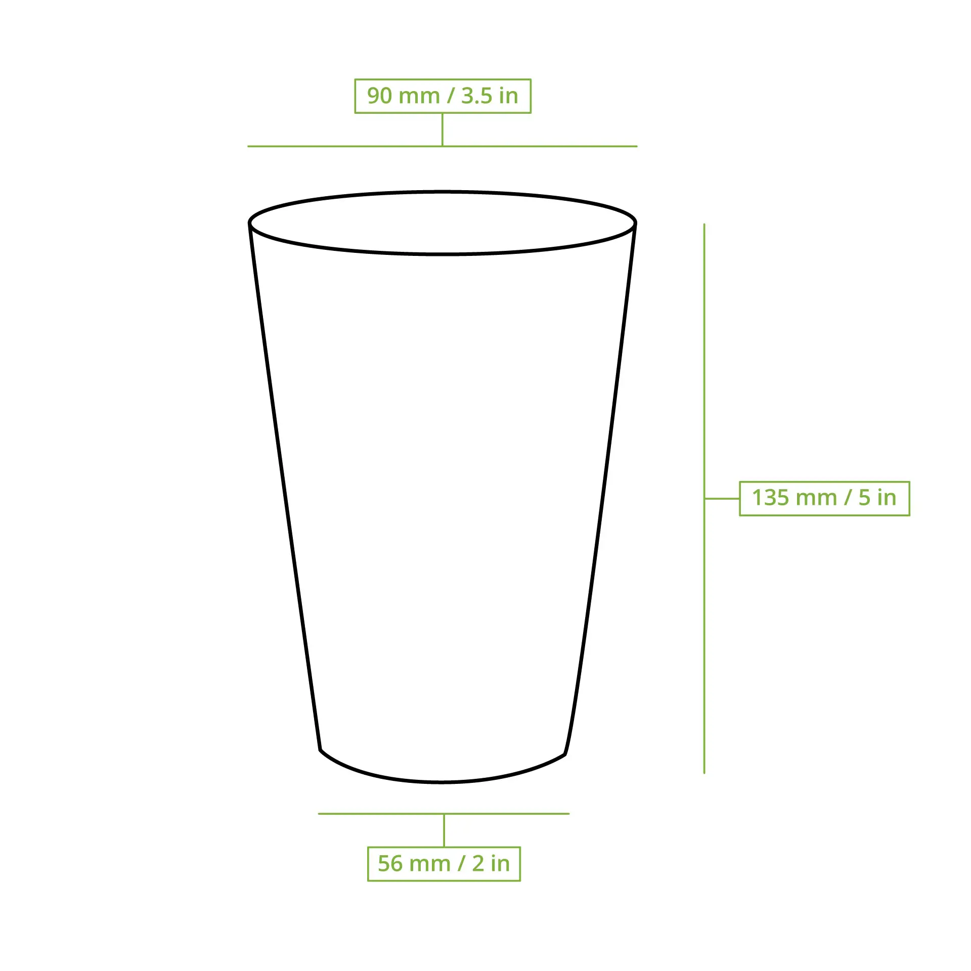 Bekers van karton 400 ml / 16 oz, Ø 90 mm, enkelwandig, wit, met PLA-coating