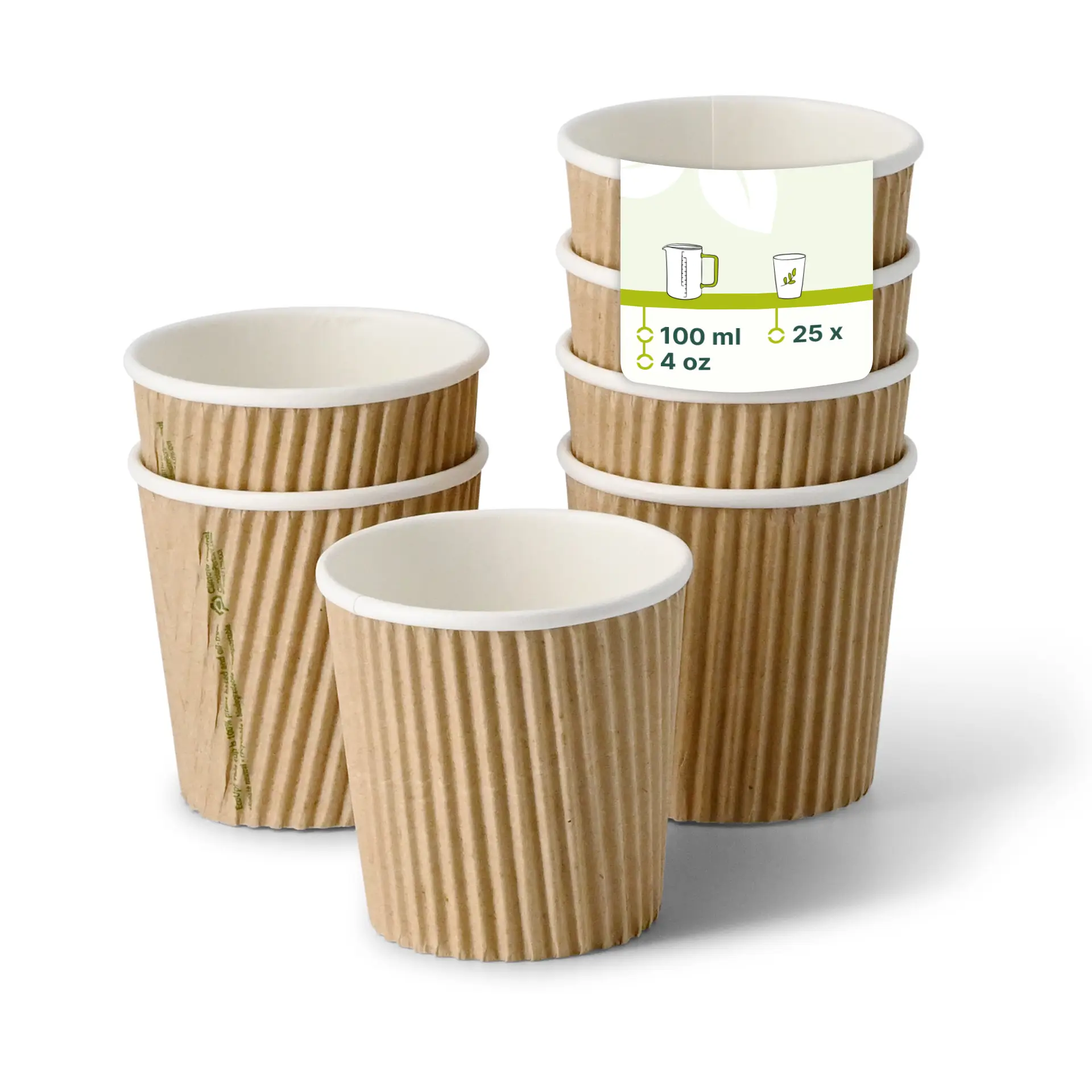 Ribbelbeker / Koffiebeker to go 100 ml / 4 oz, Ø 62 mm, kraft