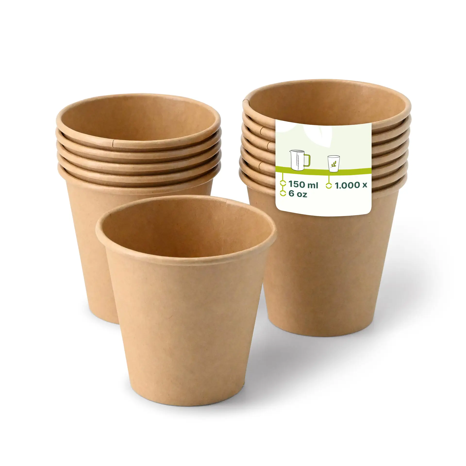 Kartonnen beker 150 ml / 6 oz, Ø 80 mm, kraft dhd04511-pappbecher-150-ml-6-oz-80-mm-braun