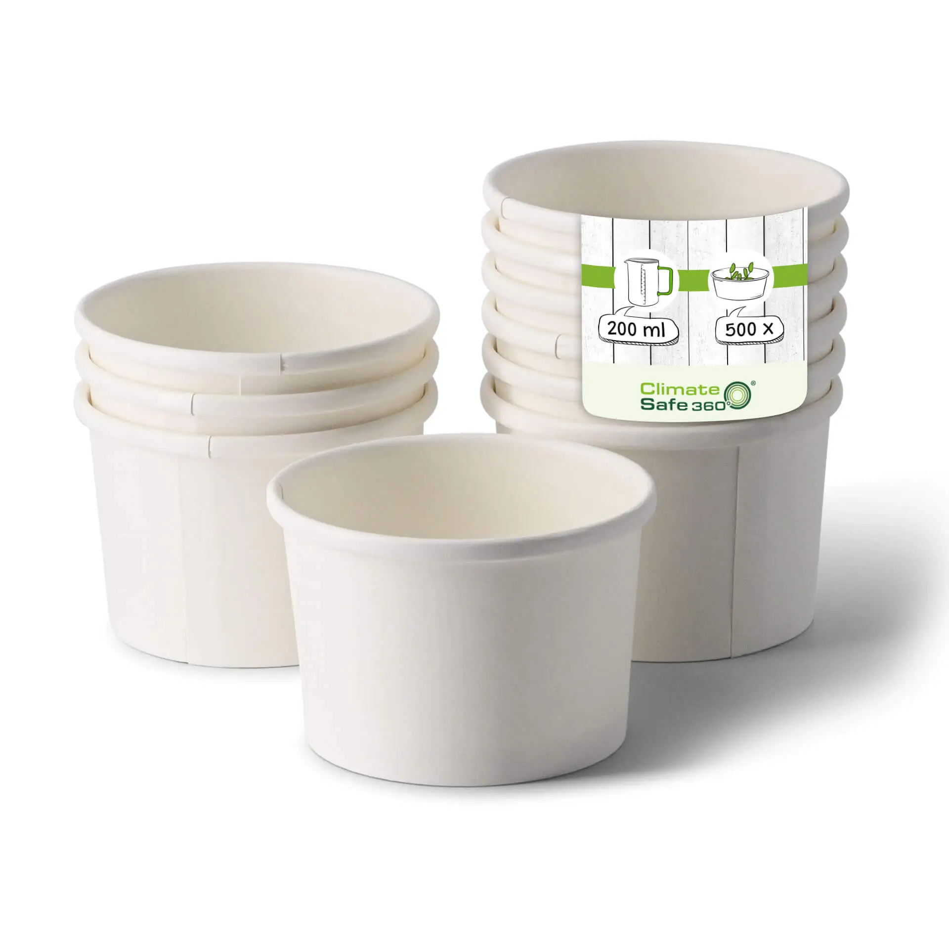 Soepbeker to go van karton (Premium) 200 ml / 8 oz, Ø 90 mm, wit, bio-gecoat