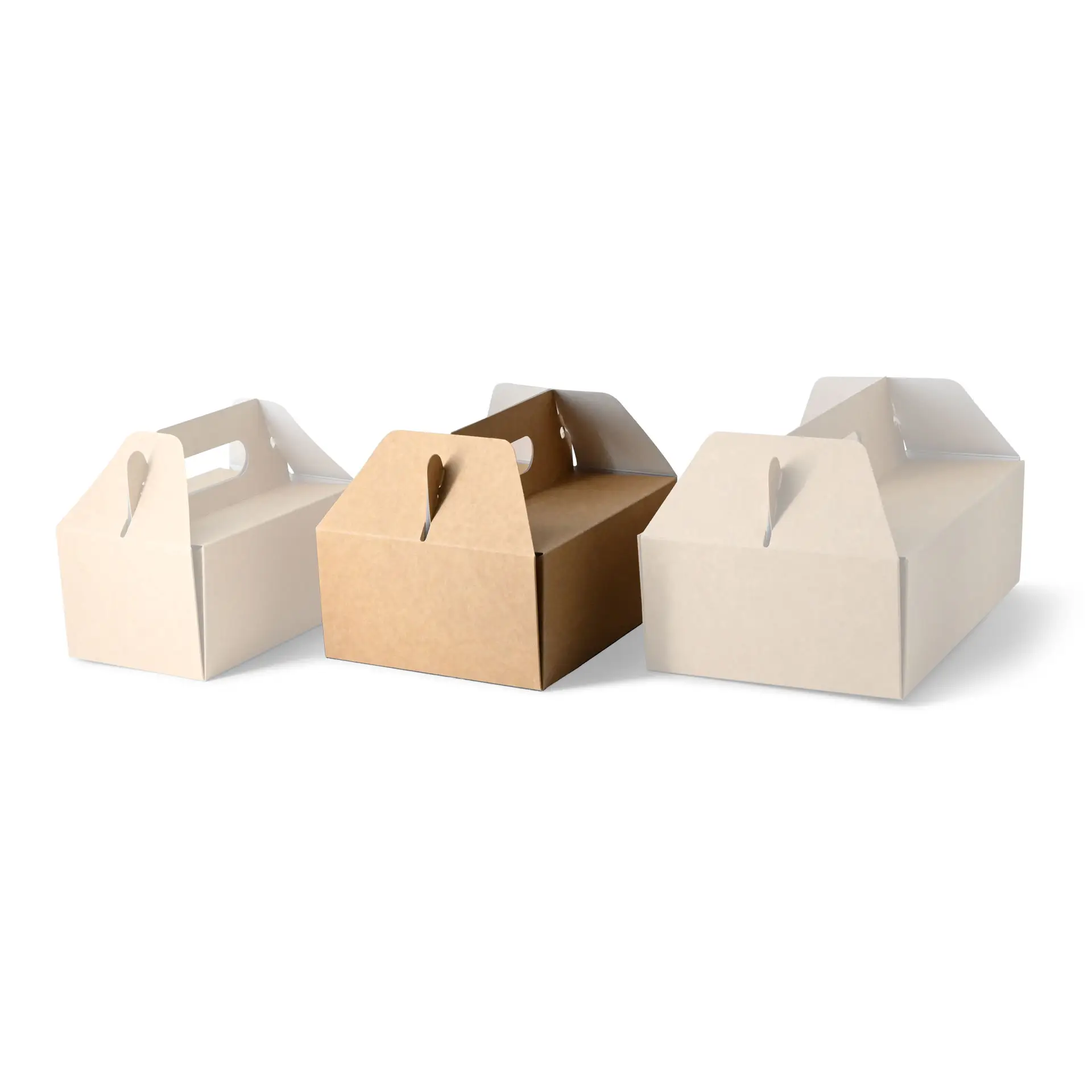 Kartonnen taartdoos met handvat M, 21 x 16 x 9 cm, bruin, opvouwbaar