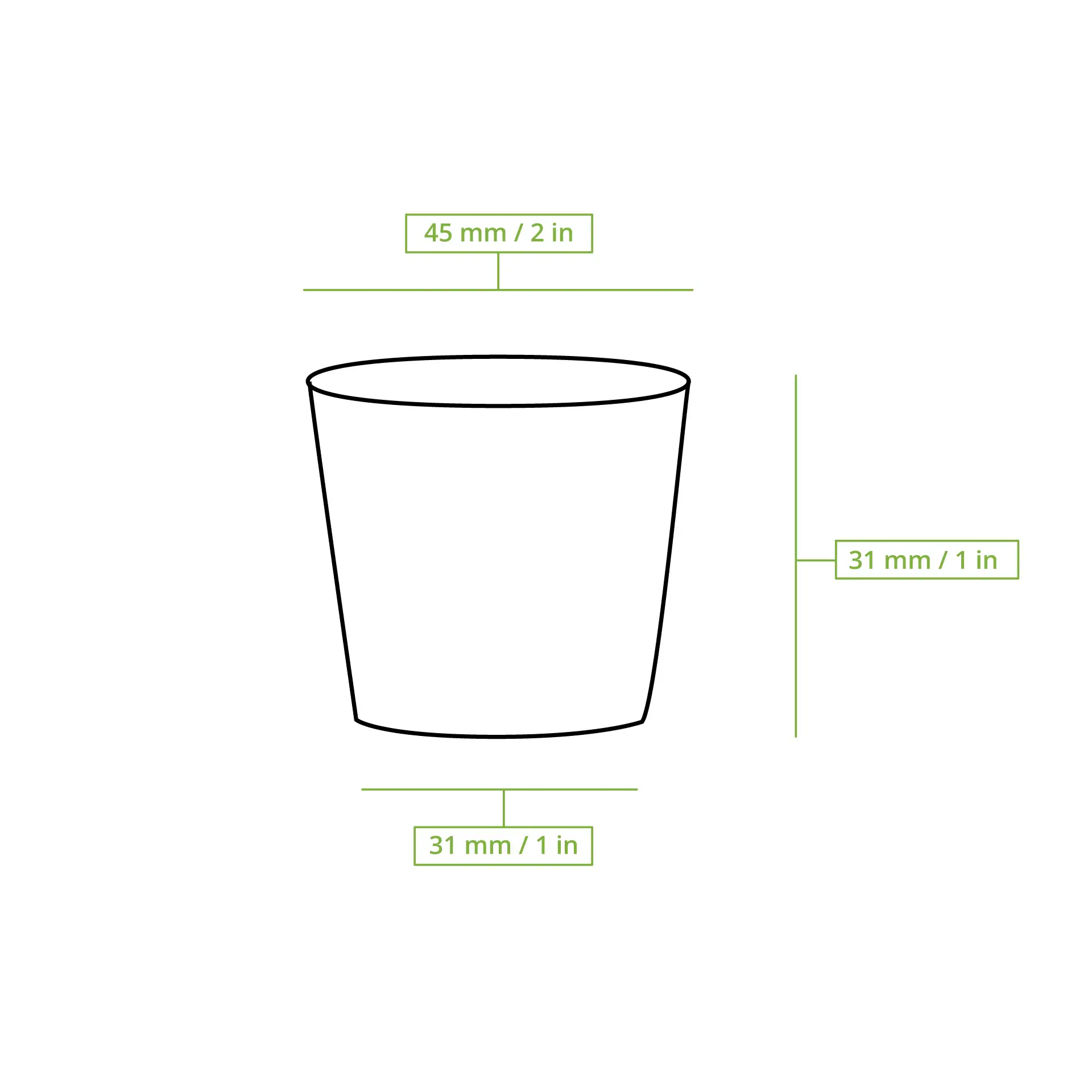 Cup van PLA 30 ml, Ø 45 mm