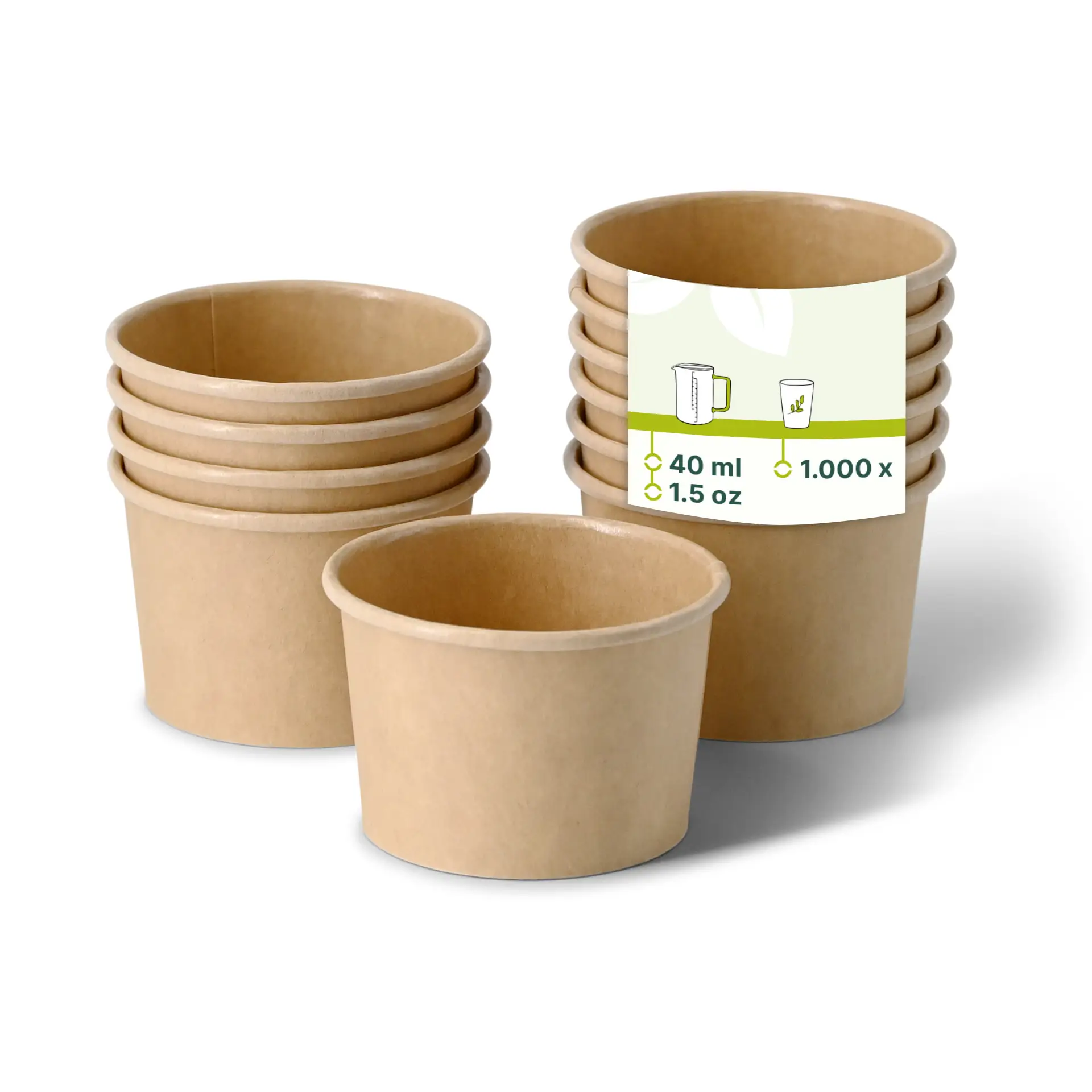 Bekers van Papier (bio-gecoat) 40 ml, Ø 62 mm, bruin Bekers van Papier (bio-gecoat) 40 ml, Ø 62 mm, bruin