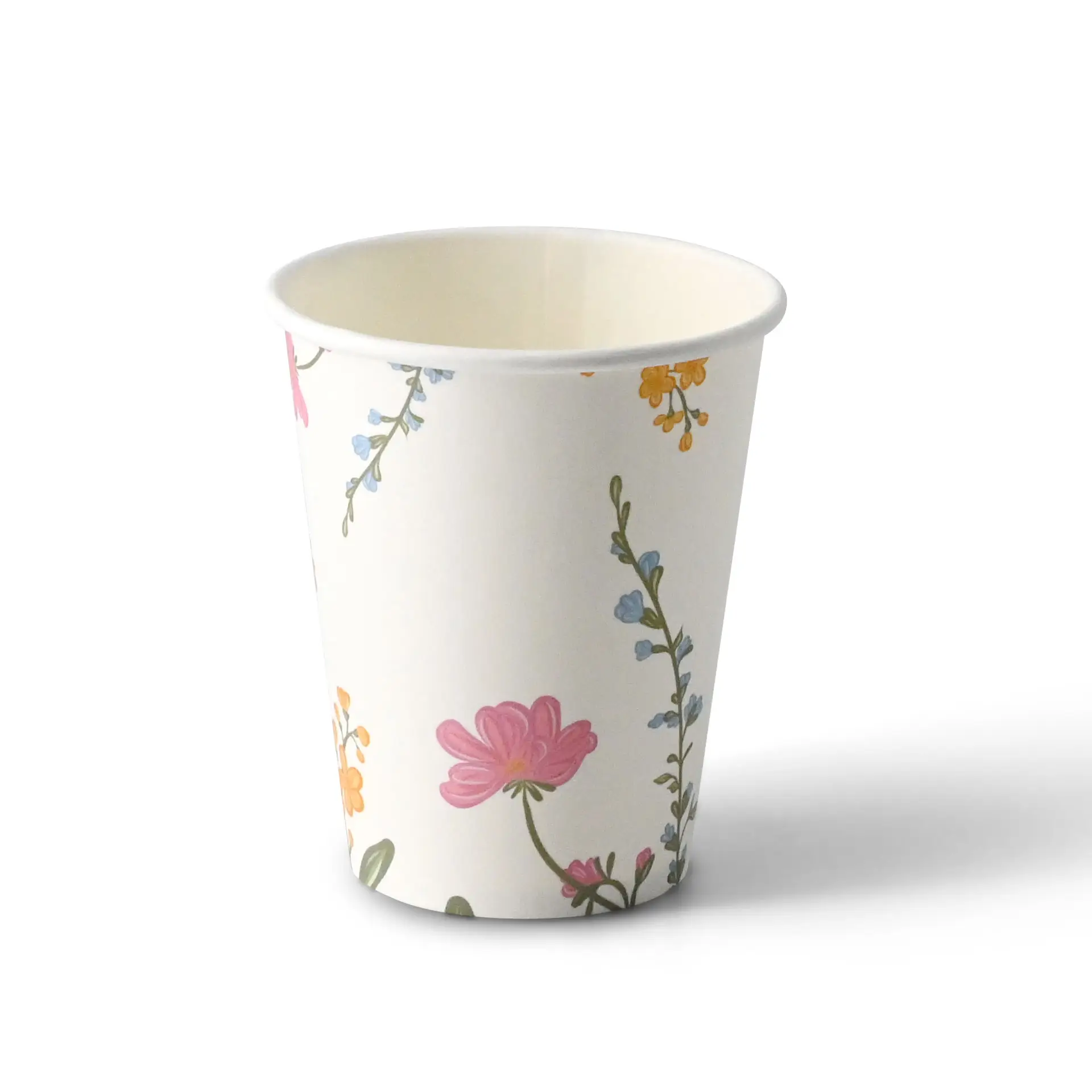 Bedrukte kartonnen beker "Lente" (gelaagd) 200 ml / 8 oz, Ø 80 mm, wit