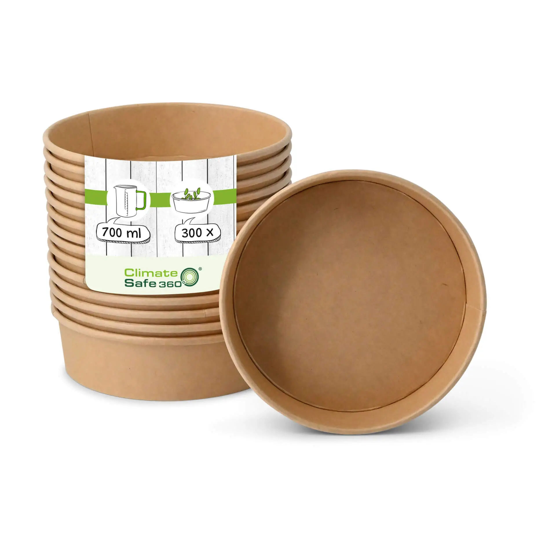 Kartonnen schalen (Premium) 700 ml, Ø 185 mm kraft, rond, bio-gecoat