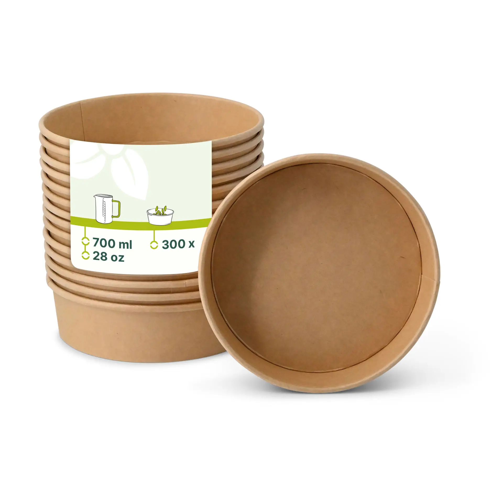 Kartonnen schalen (Premium) 700 ml, Ø 185 mm kraft, rond, bio-gecoat Kartonnen schalen (Premium) 700 ml, Ø 185 mm kraft, rond, bio-gecoat