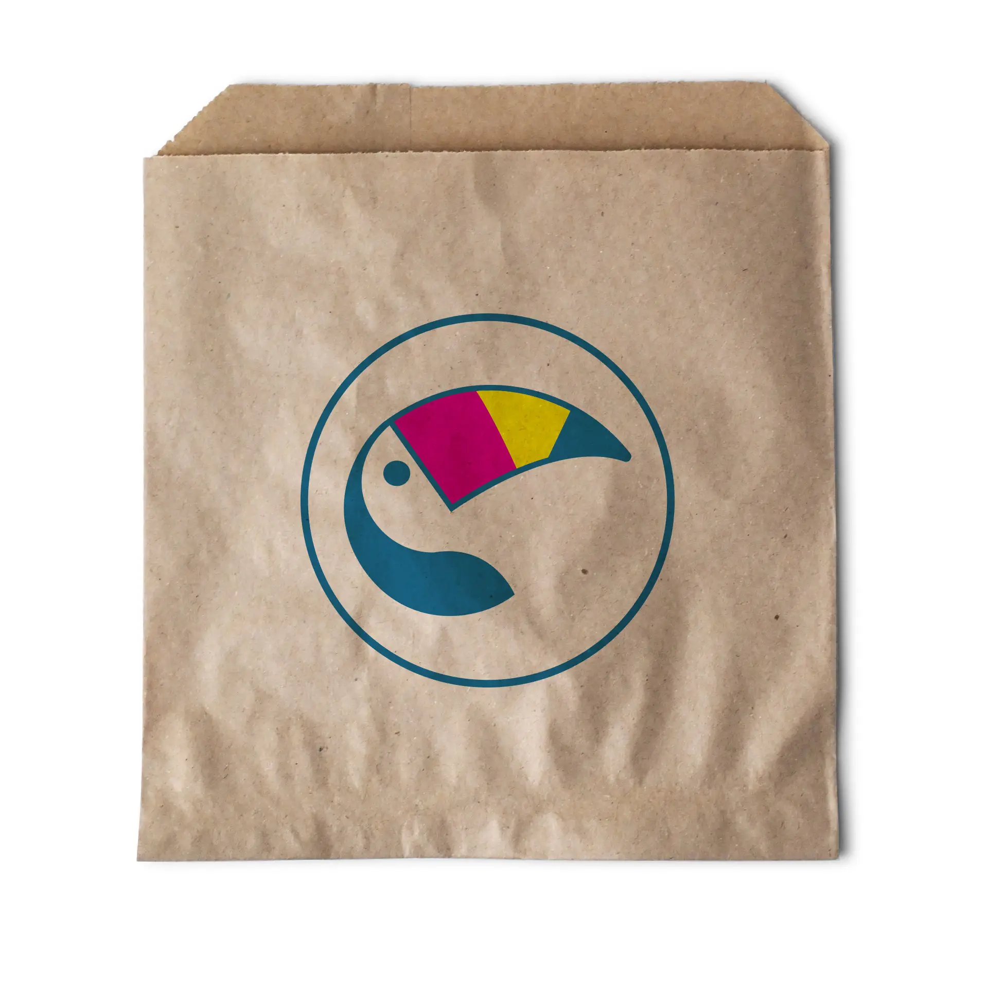 Platte zakjes bedrukken, bruin, 17 × 17 cm