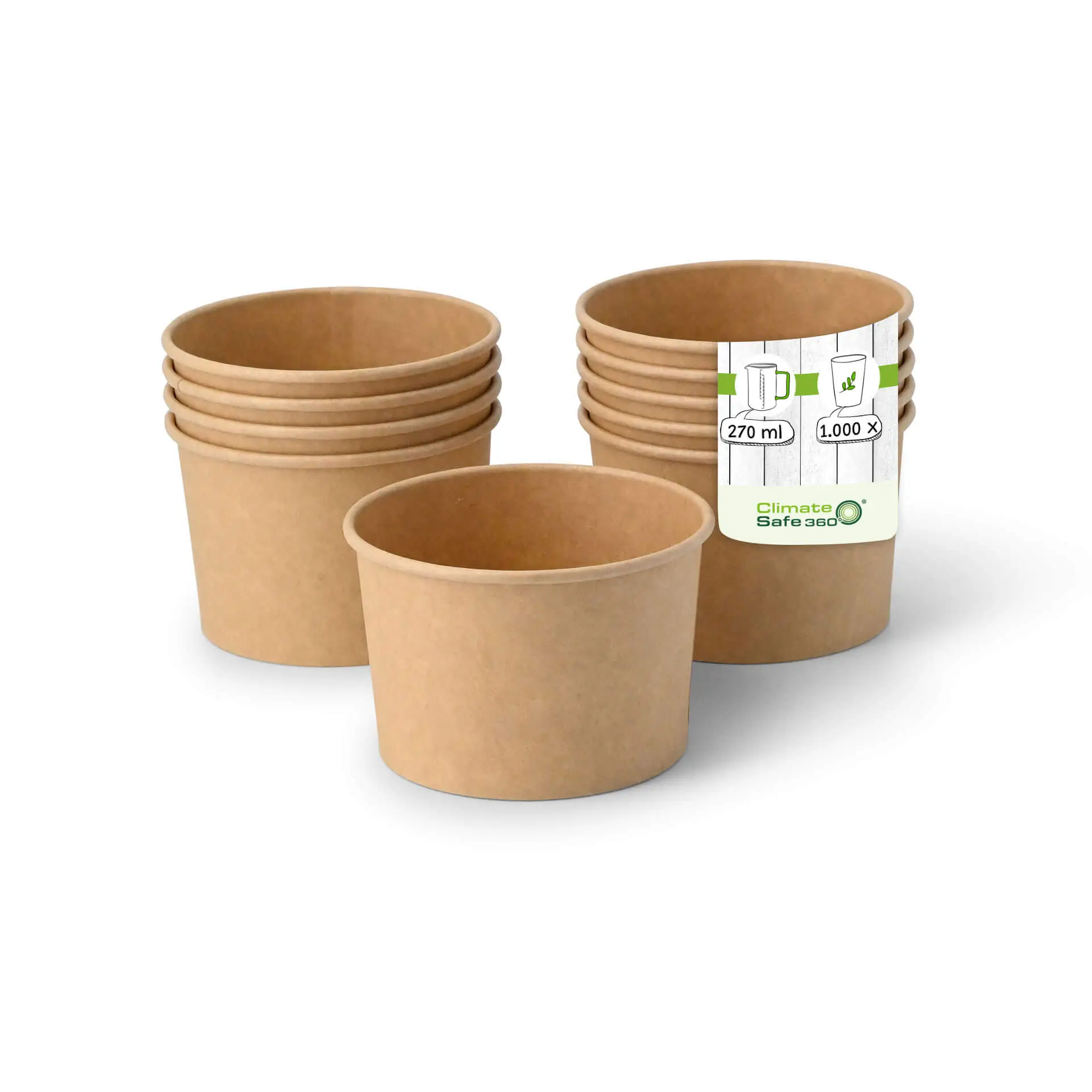 IJsbeker van karton M, 200 ml, 8 oz / max. 270 ml, 9 oz, Ø 92 mm, bruin