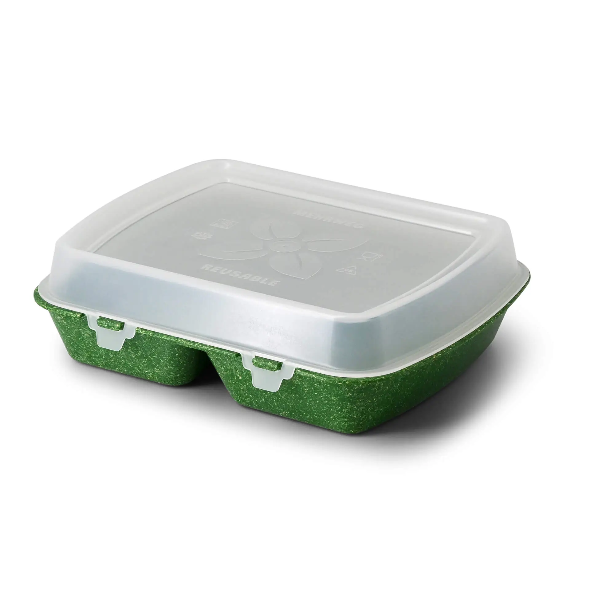 | 2 VOOR 1 | Herbruikbare menu-container "merways Box" 24,5 x 20 x 4,5 cm, 2 kamers, HP4/2, spinazie / donkergroen