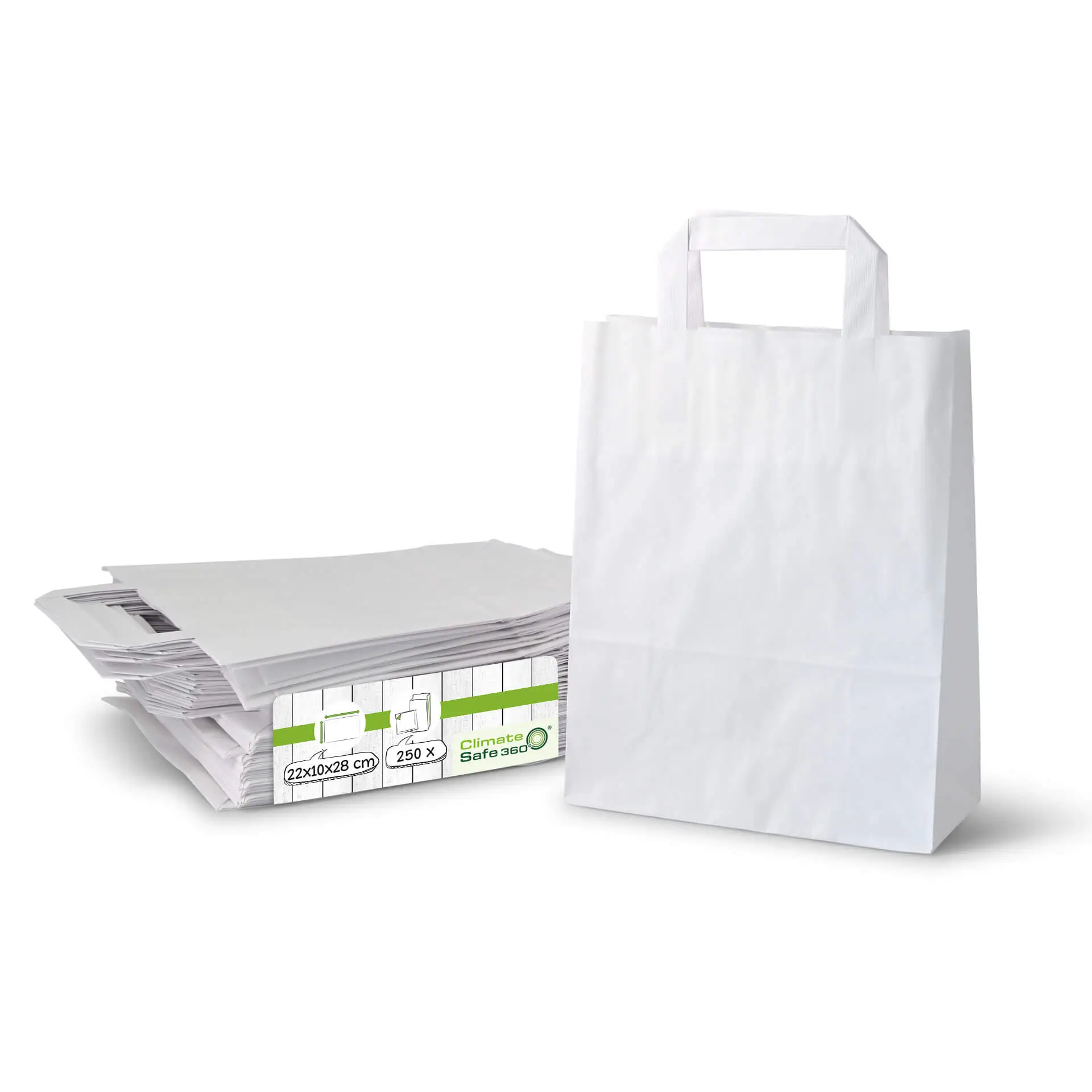 Papieren draagtassen van kraftpapier M, 22 x 10 x 28 cm, wit