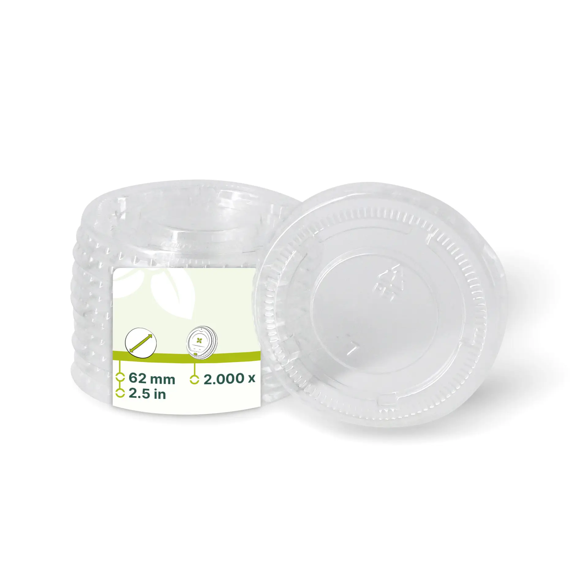 PET Deksel Ø 62 mm, transparant, rond PET Deksel Ø 62 mm, transparant, rond