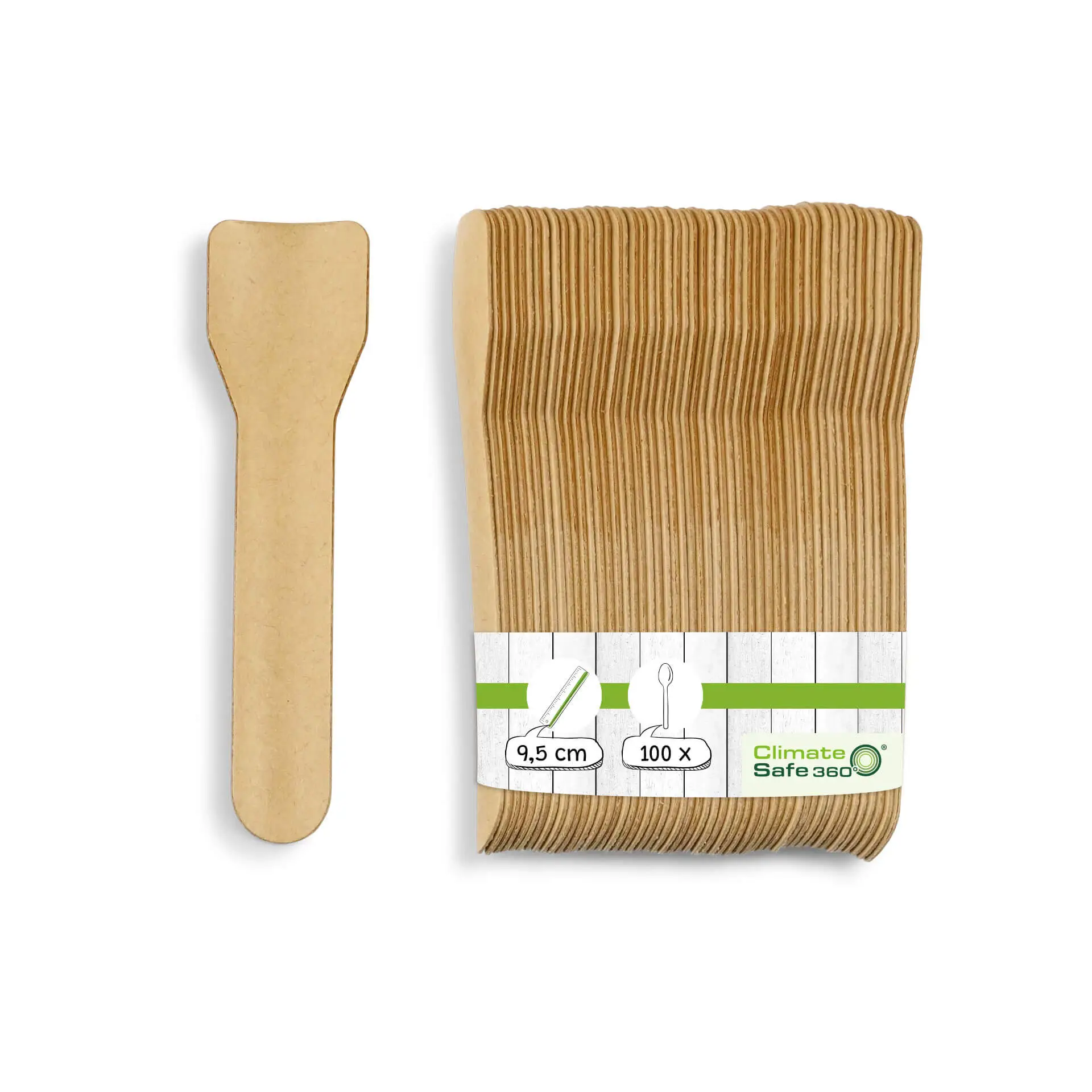 Papieren ijslepel 9,5 cm, bruin Papieren ijslepel 9,5 cm, bruin