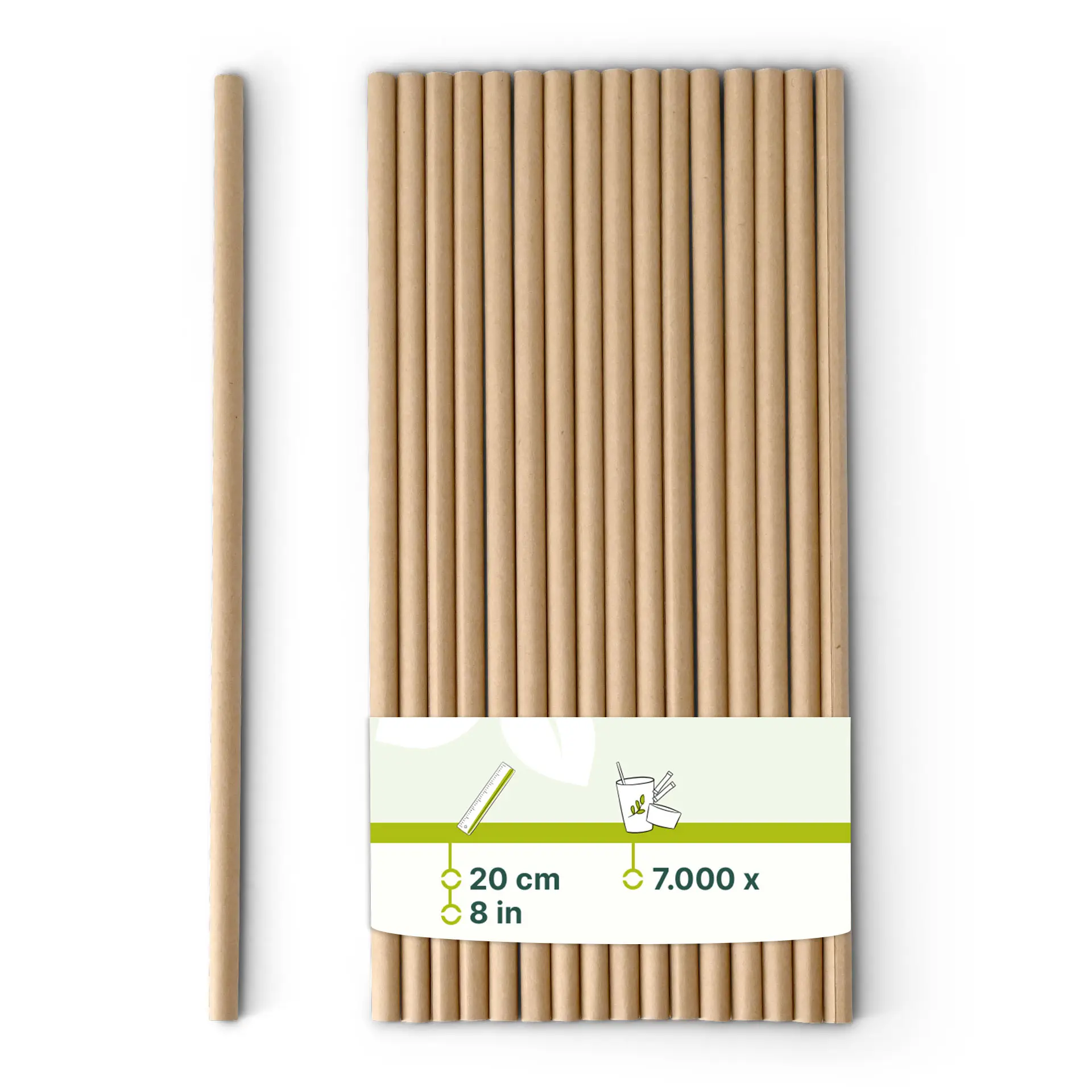 Rietjes van papier 20 cm, Ø 0,6 cm, bruin, verticaal gerold