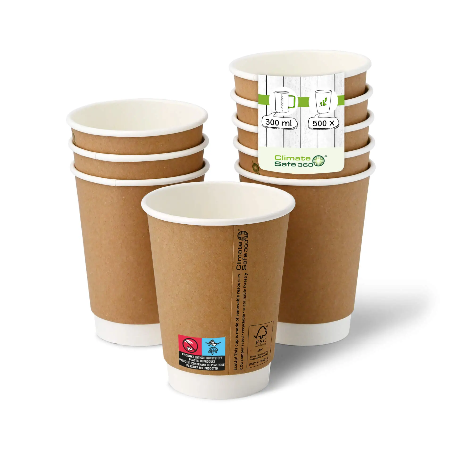 Koffiebekers to go van karton (gecoat), dubbelwandig, 300 ml / 12 oz, Ø 80 mm, bruin, binnenkant wit con10003-01-0-coffee-to-go-becher-aus-pappe-beschichtet-doppelwandig-300-ml-12-oz-90-mm-braun-innen-weiss